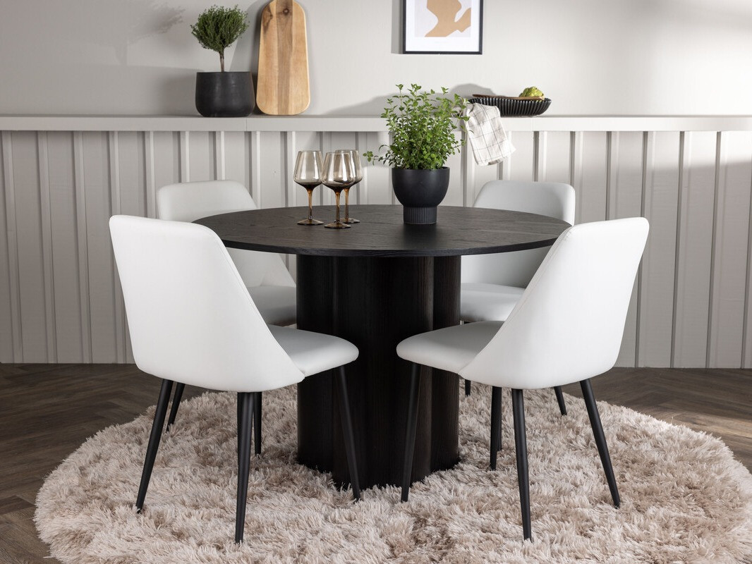 Conjunto de mesas y sillas para comedor Dallas 4359 (Blanco + Negro)