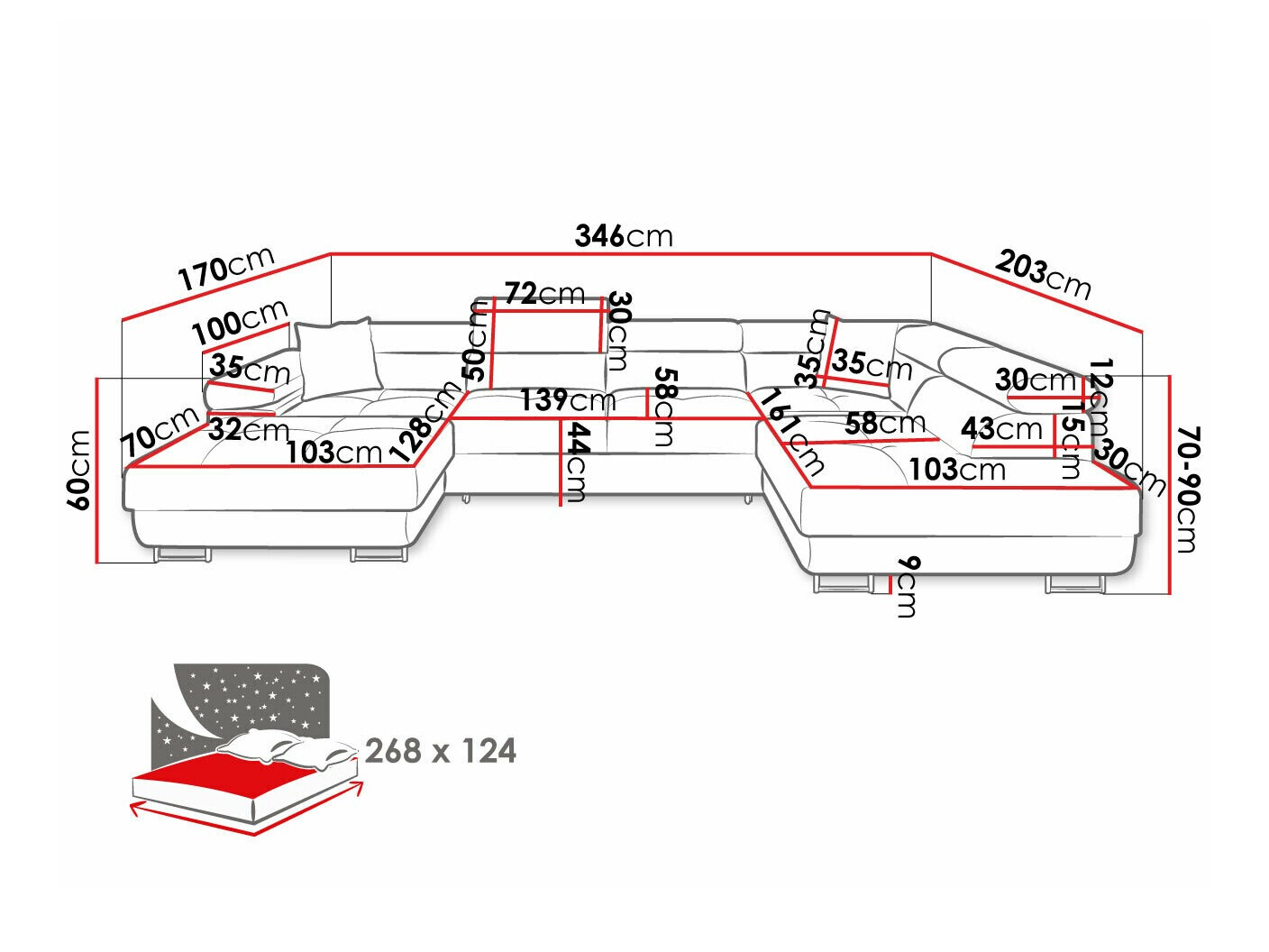 Sofá rinconero Comfivo Eliferu 103 (Manila 16)