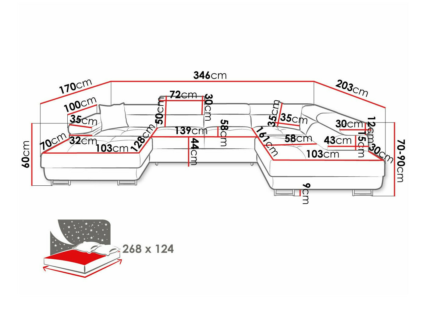 Sofá rinconero Comfivo Eliferu 103 (Manila 18)