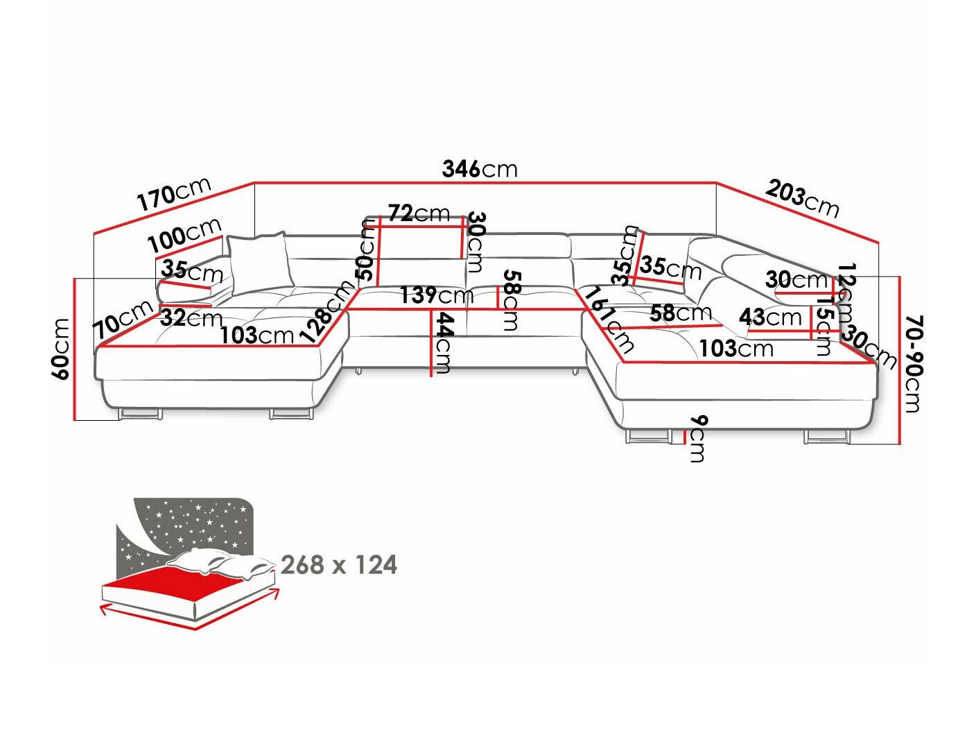Sofá rinconero Comfivo Eliferu 103 (Soft 017 + Lux 05)