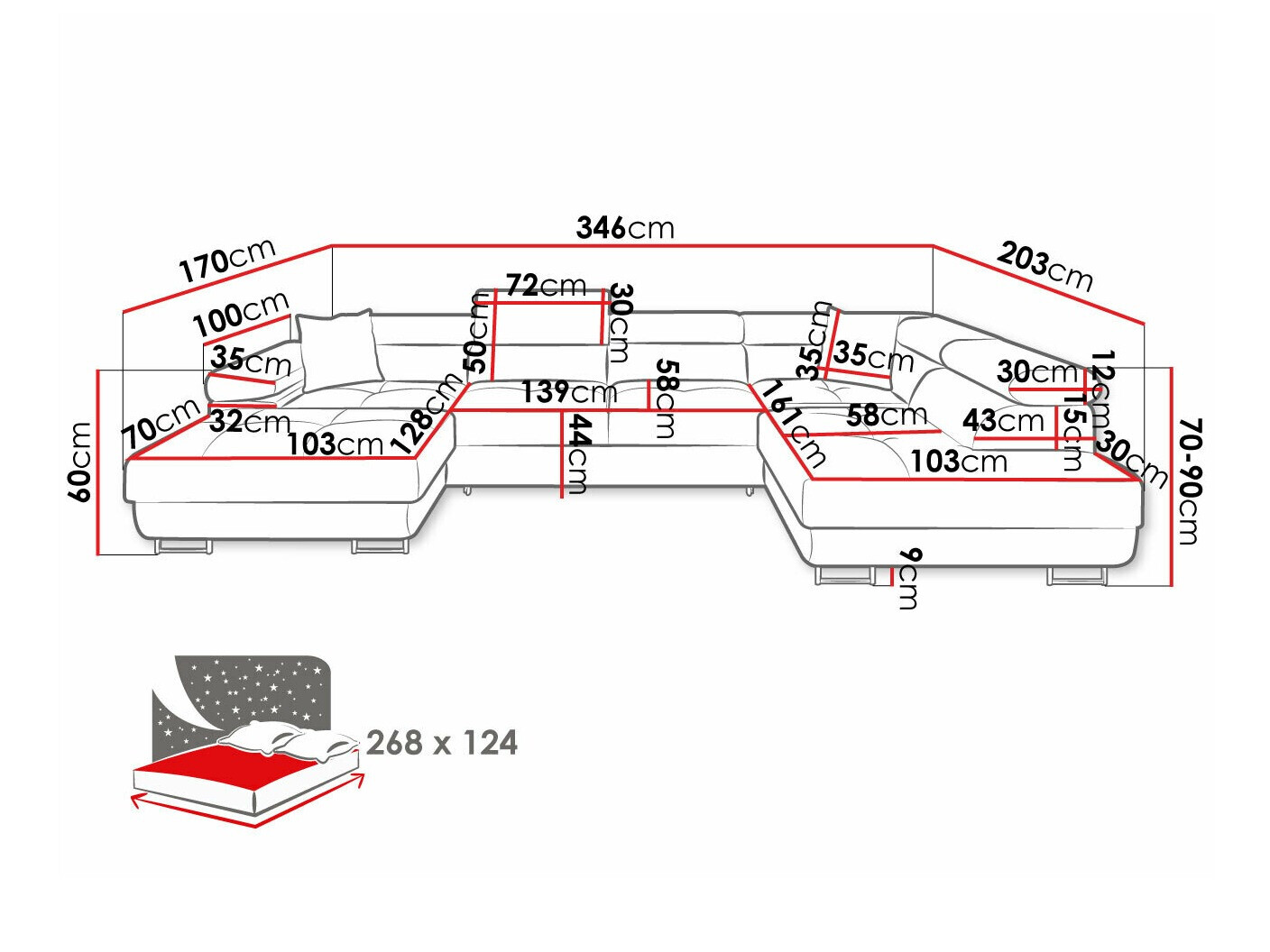 Sofá rinconero Comfivo Eliferu 103 (Soft 066 + Lux 03)