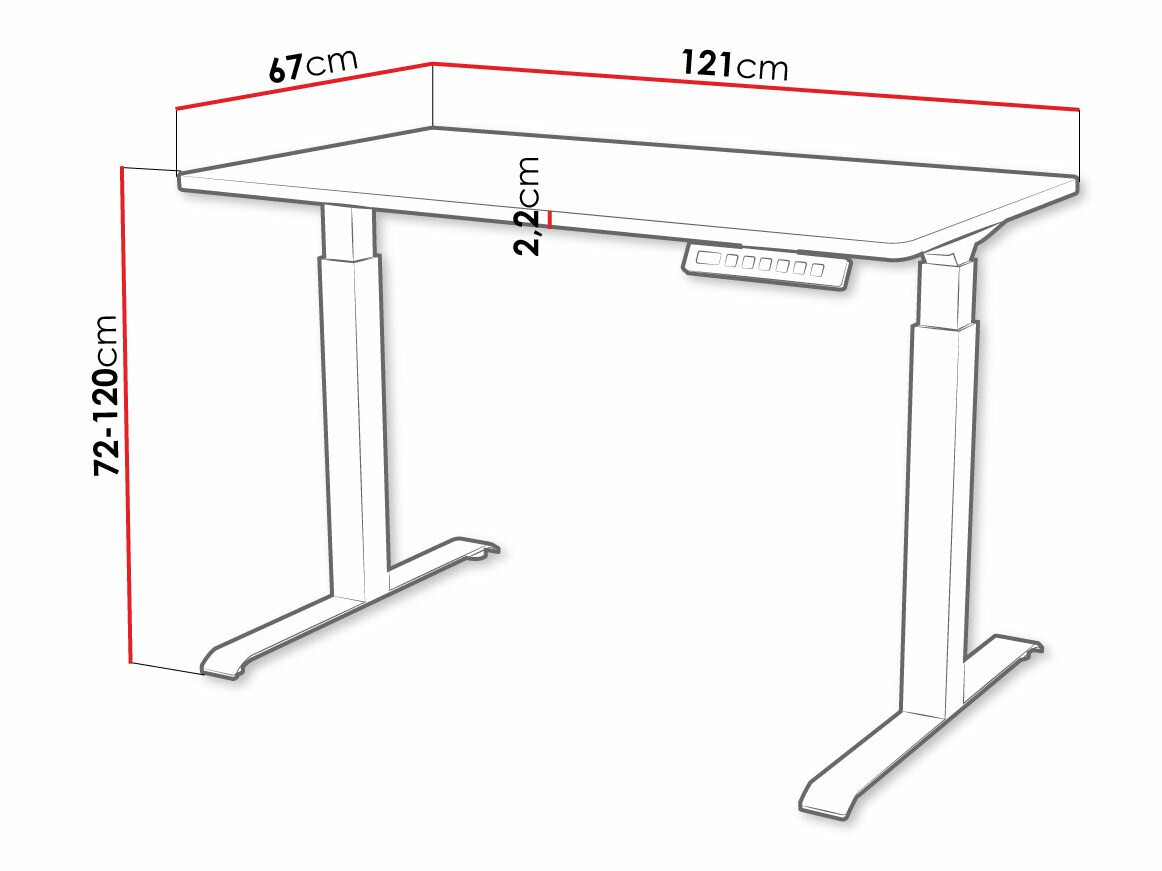 Escritorio de altura regulable Charlotte 194 (Blanco + Negro)
