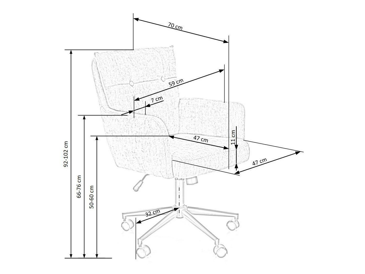 Silla de oficina Houston 1262 (Gris claro)