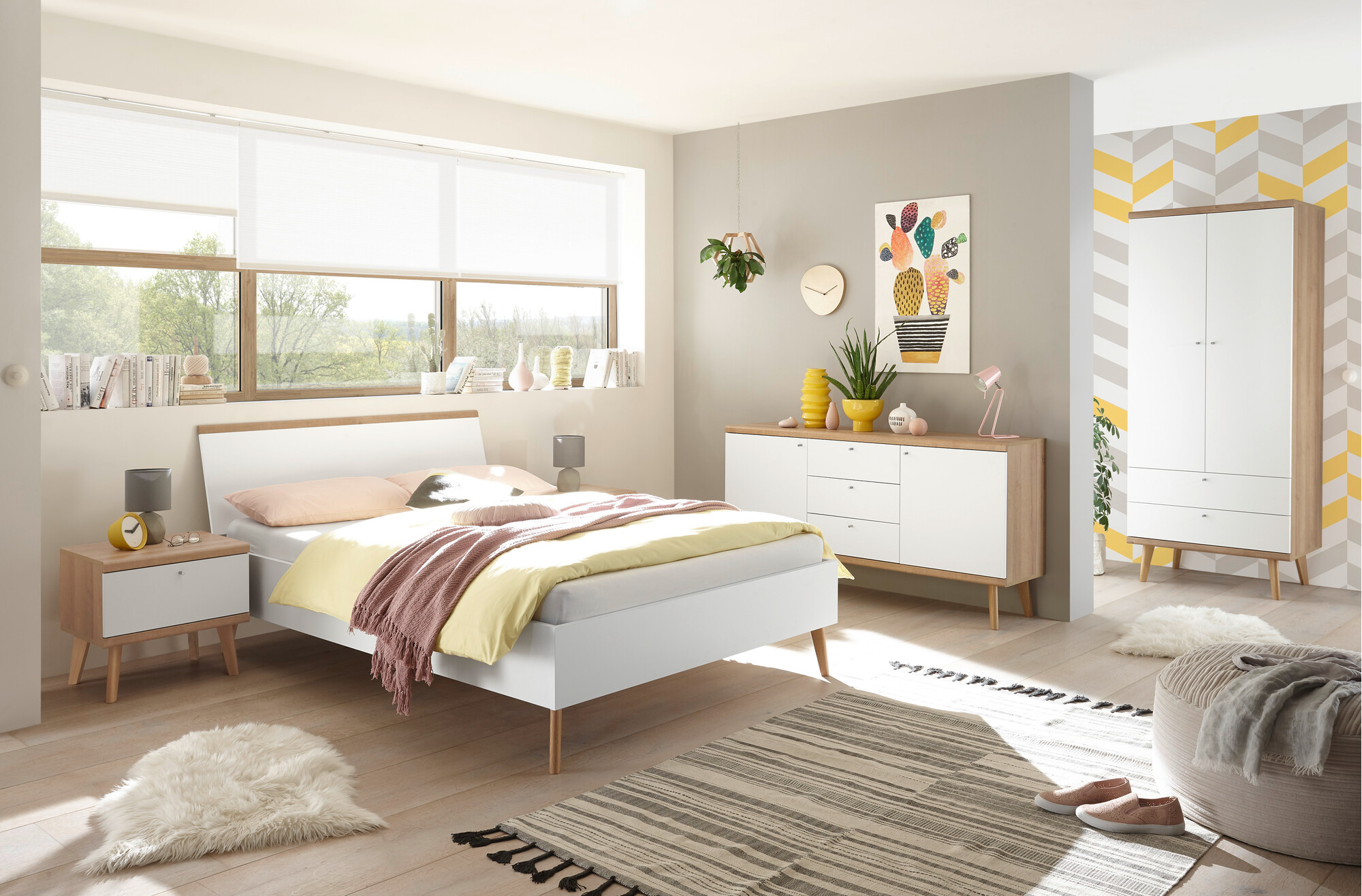 Cama Elbfiou 119 (Riviera roble + Blanco)