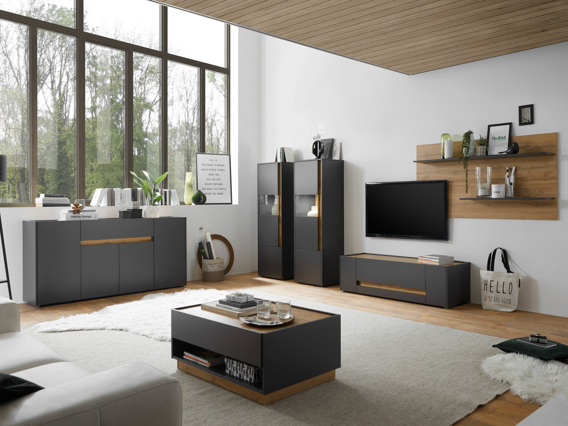 Estantería Elbsori 102 (Antracita + Roble wotan)