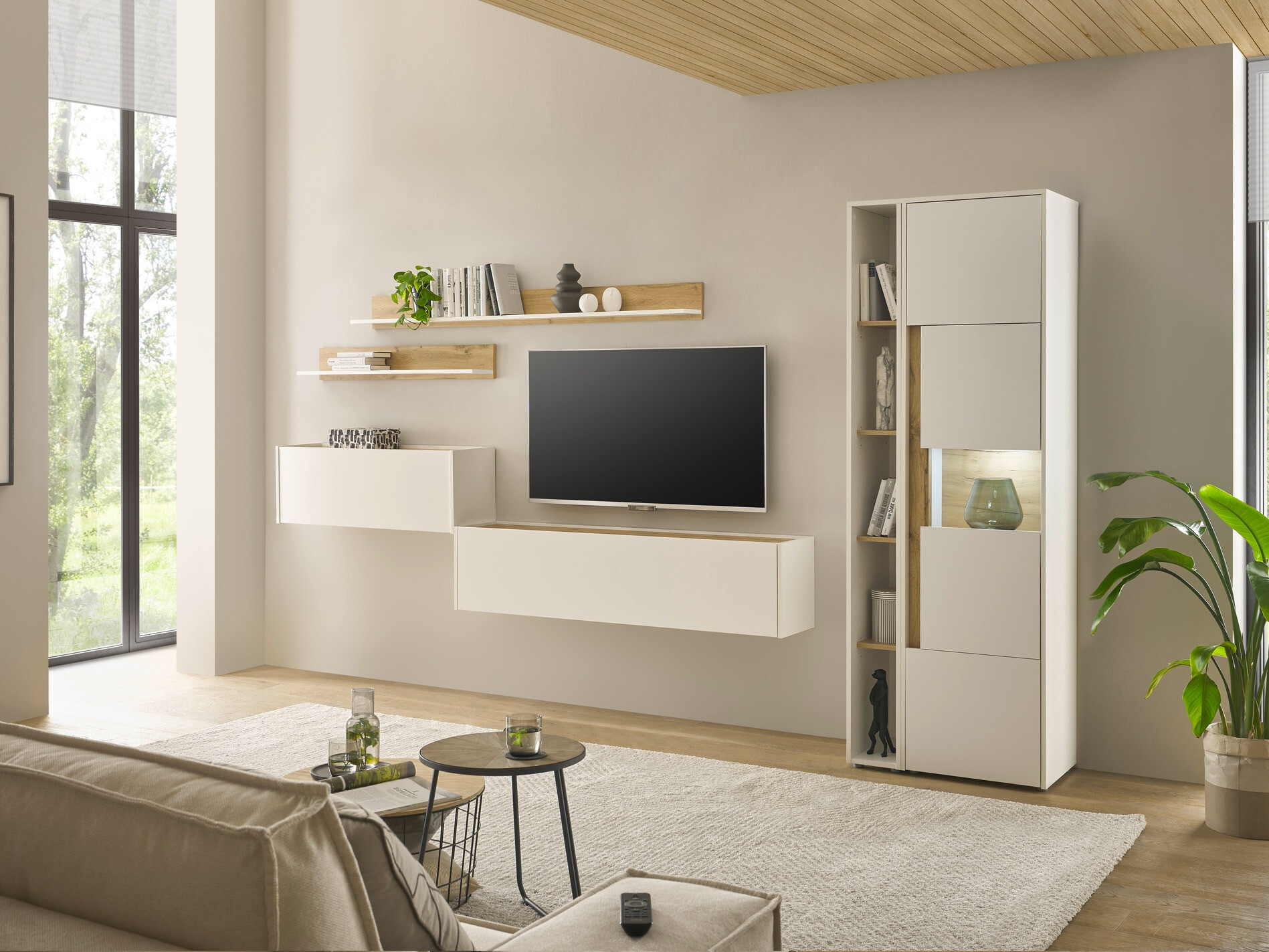 Estantería Elbsori 105 (Blanco + Roble wotan)