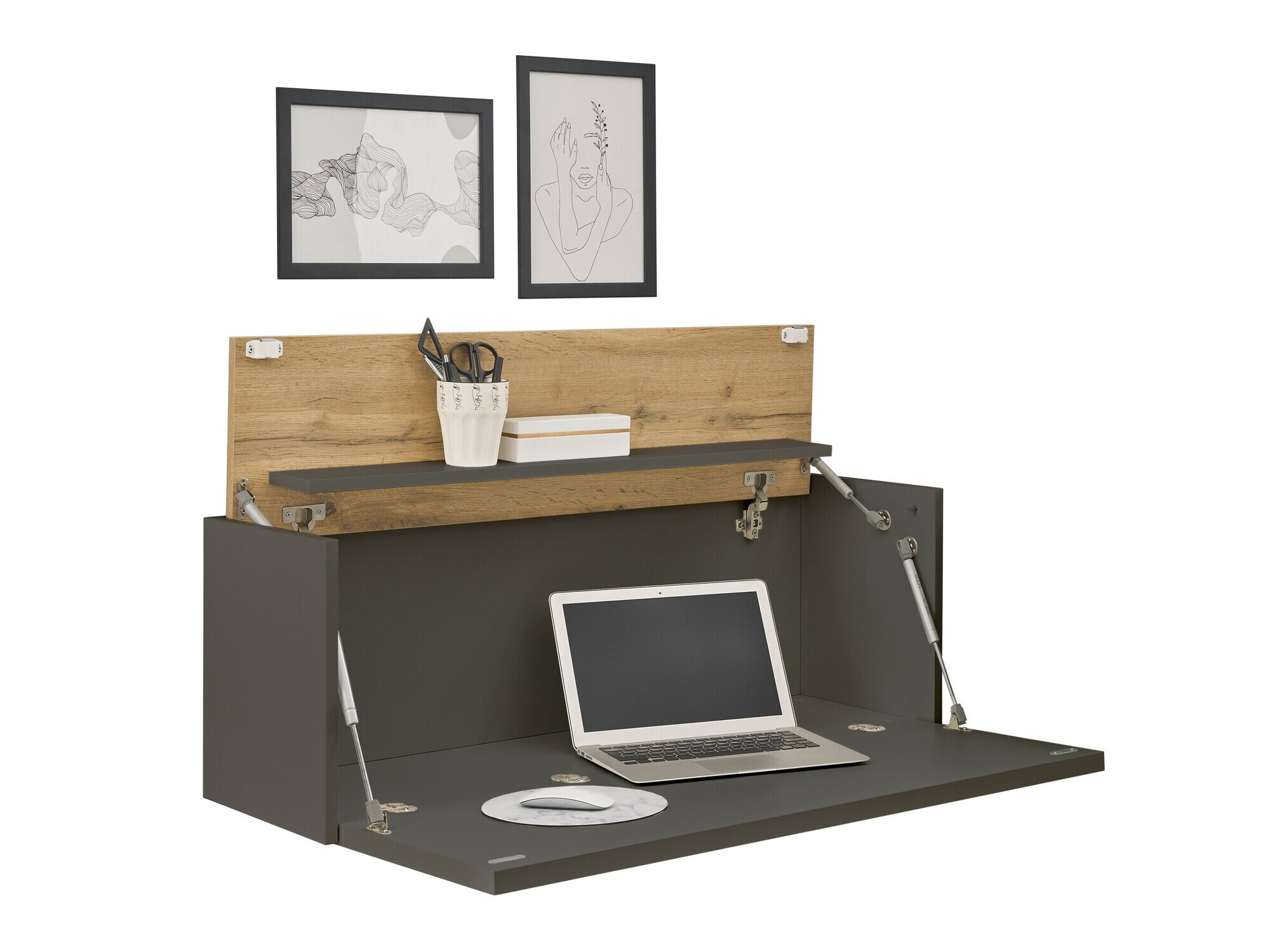 Mesa de oficina Elbsori 107 (Antracita + Roble wotan)