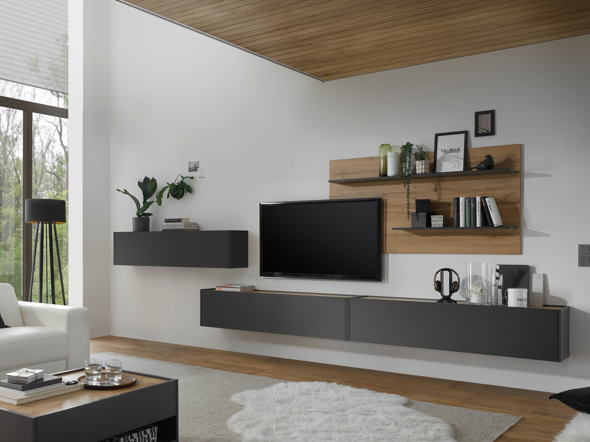 Mueble TV Elbsori 108 (Antracita + Roble wotan)