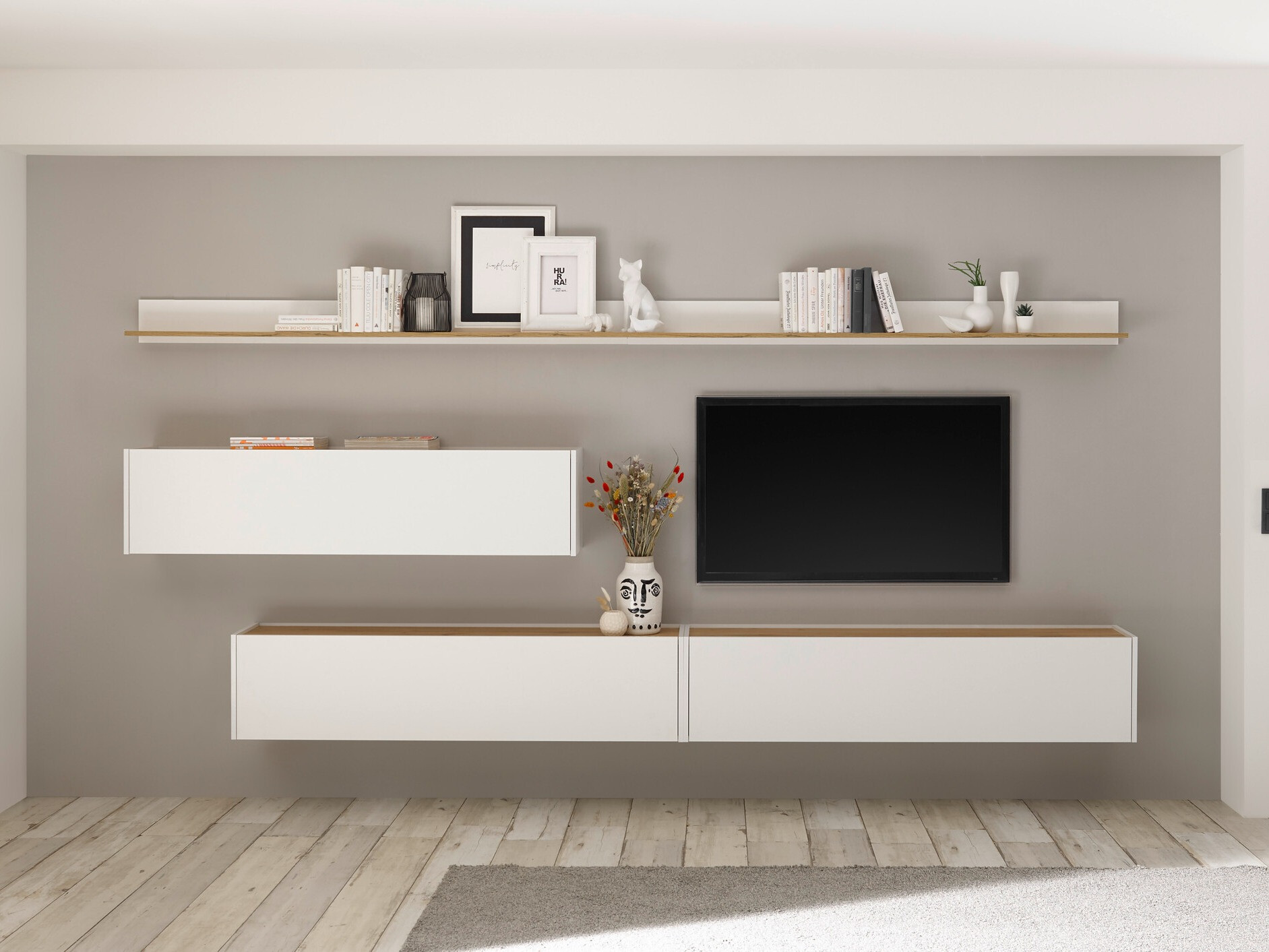 Mueble TV Elbsori 108 (Blanco + Roble wotan)