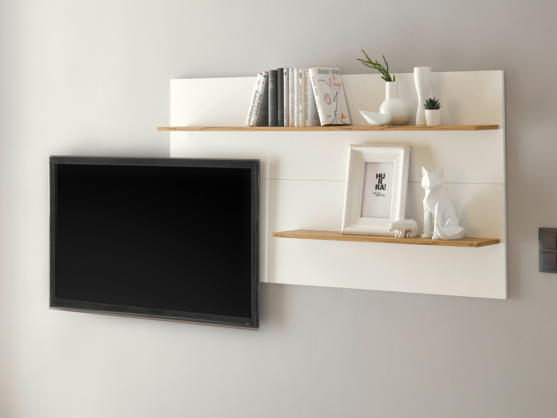 Estantería de pared Elbsori 112 (Blanco + Roble wotan)