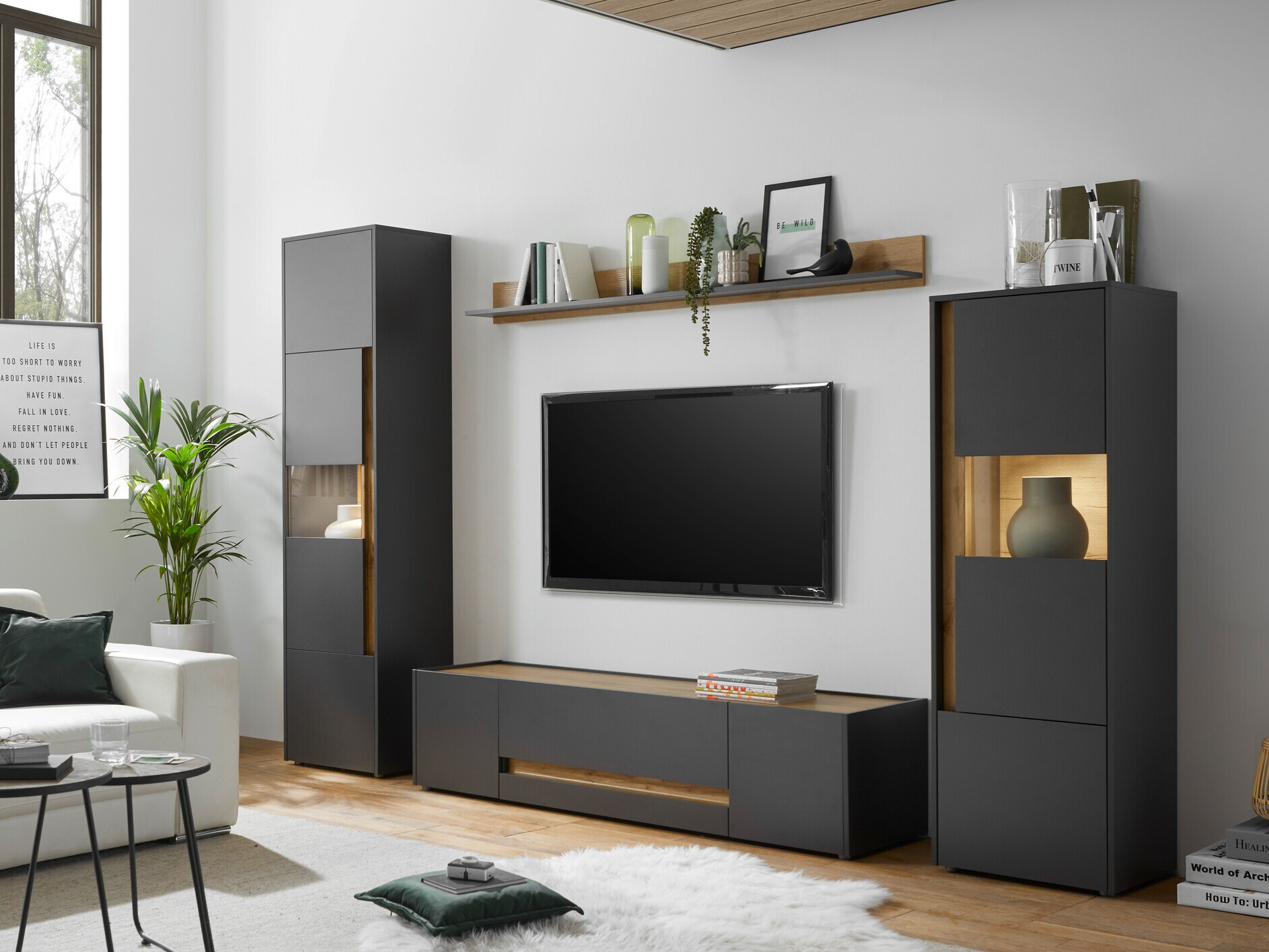 Mueble TV Elbsori 115 (Antracita + Roble wotan)