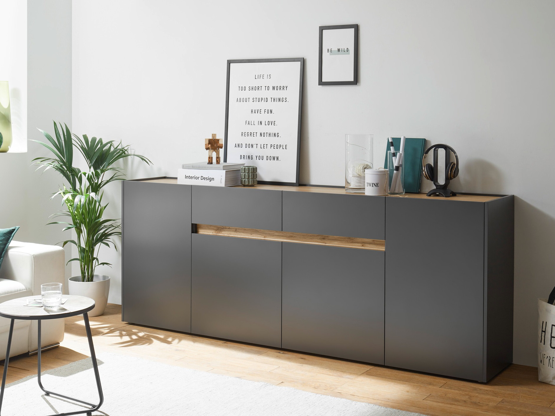 Cómoda Elbsori 118 (Antracita + Roble wotan)