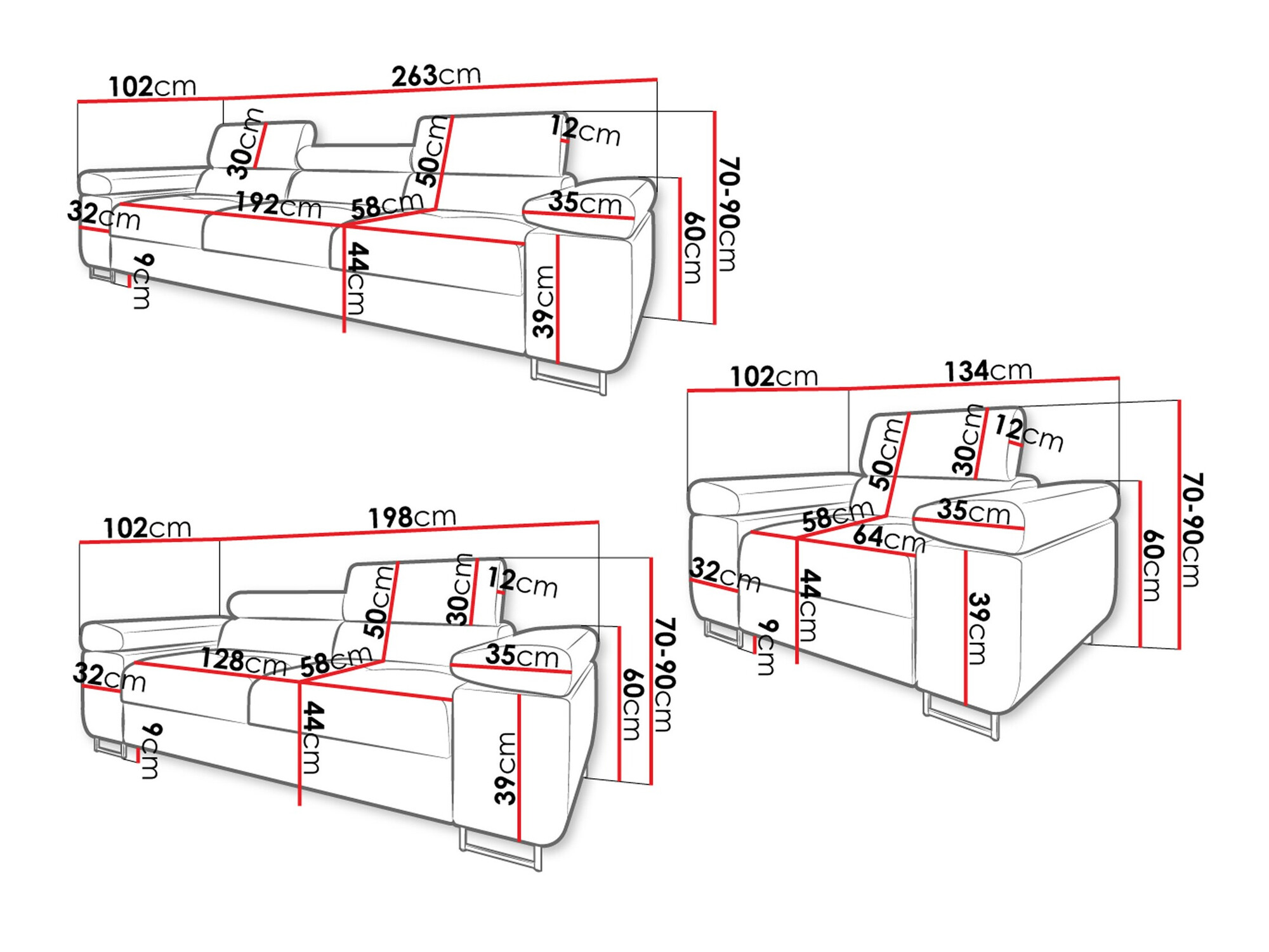 Conjunto de muebles tapizado Comfivo Eliferu 107 (Manila 18)