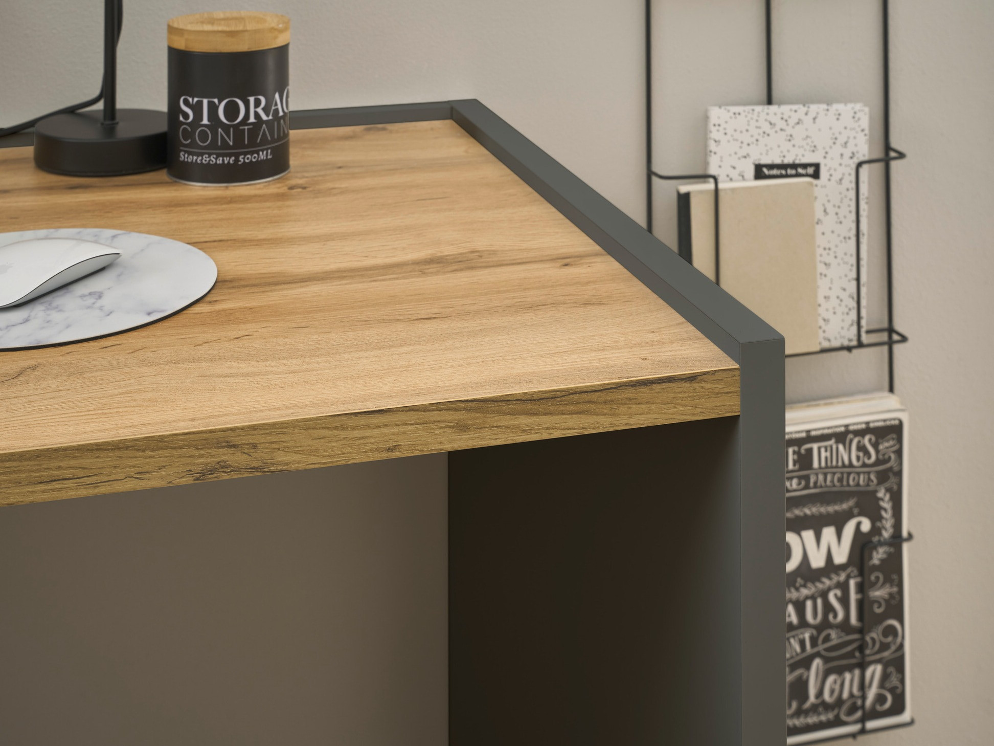 Mesa de oficina Elbsori 119 (Antracita + Roble wotan)