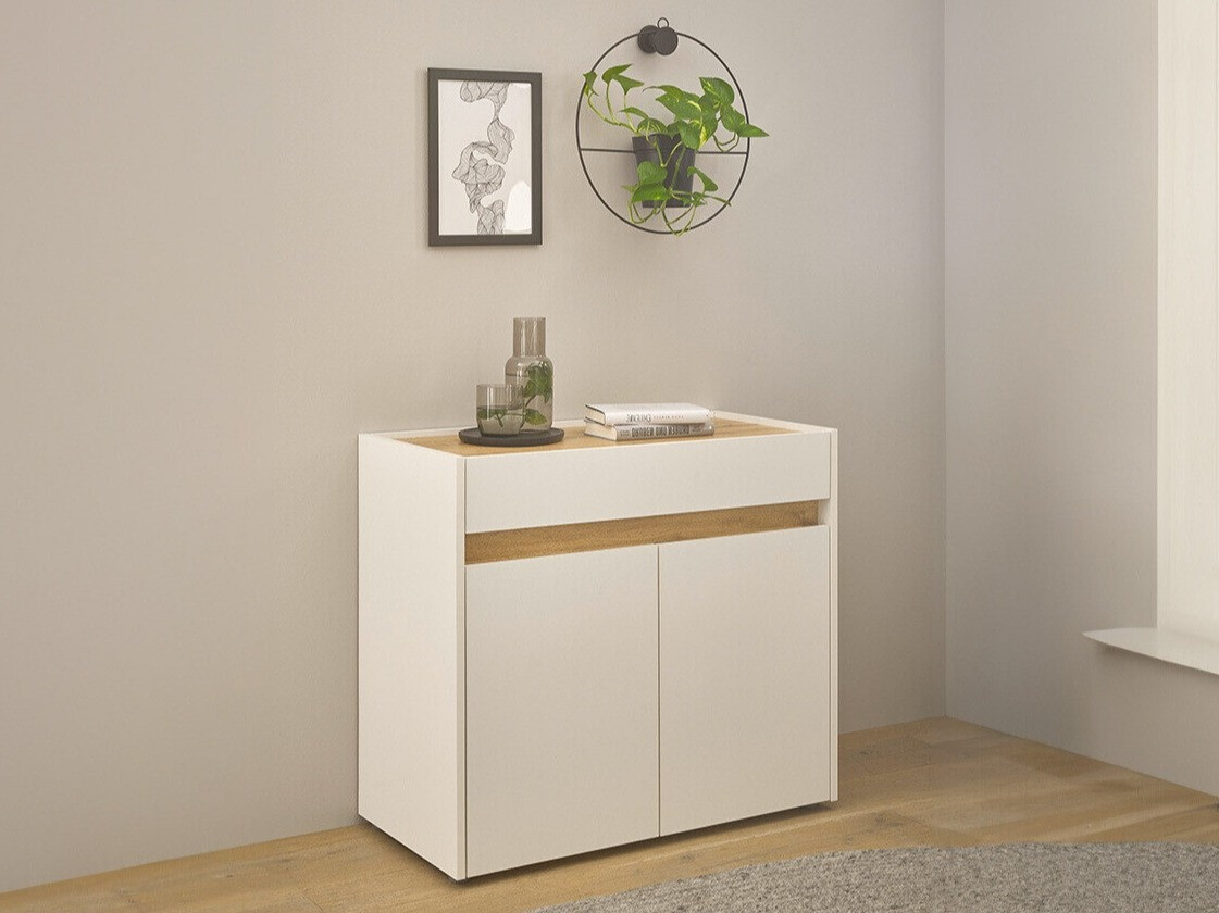 Cómoda Elbsori 110 (Blanco + Roble wotan)