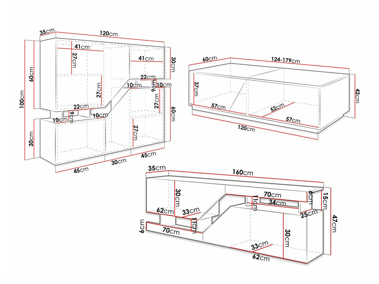 Conjunto de salón Comfivo Daldune 103 (Roble wotan + Antracita)