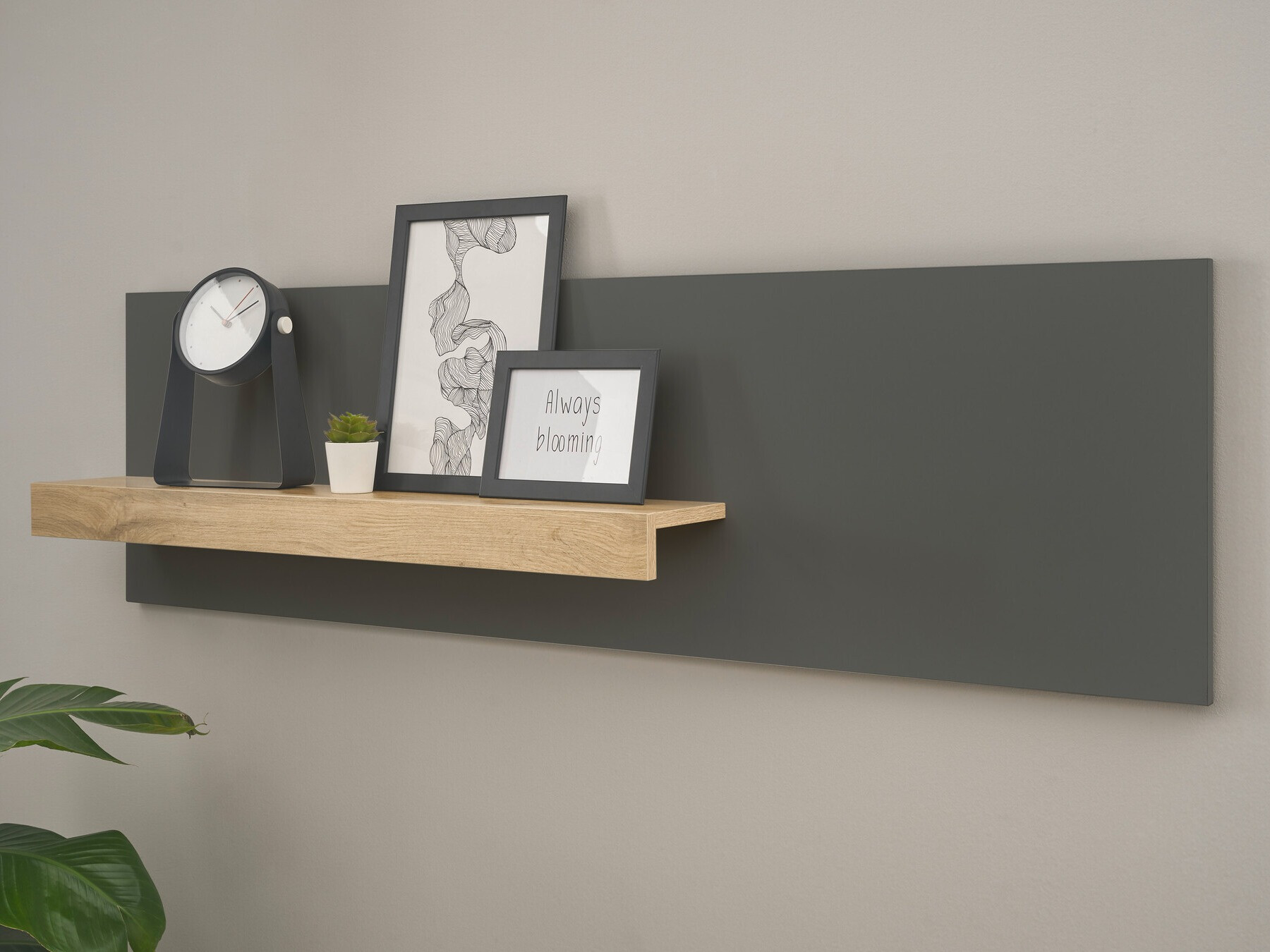 Estantería de pared Elbsori 125 (Antracita + Roble wotan)