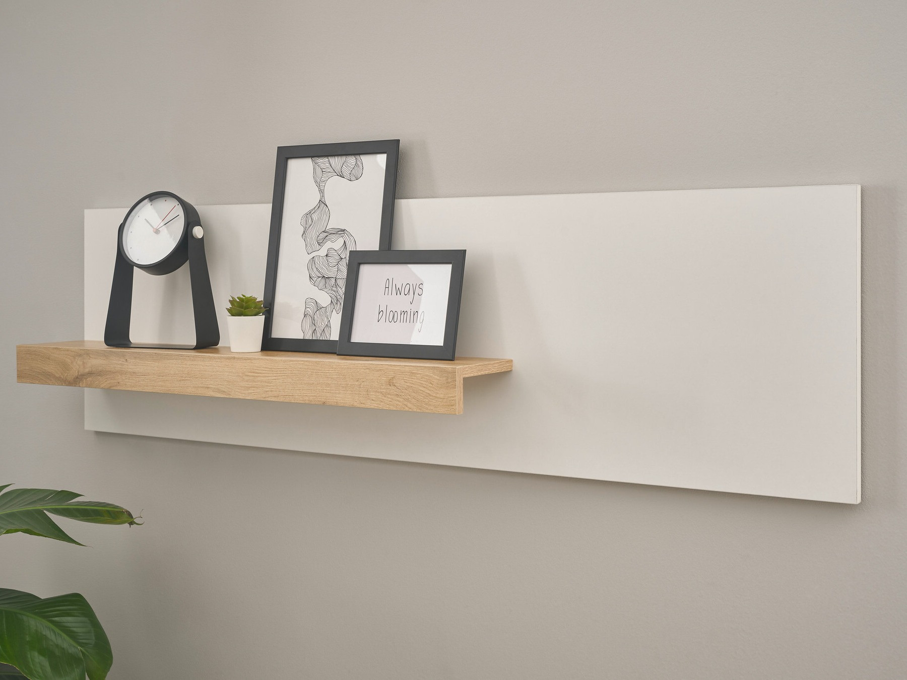 Estantería de pared Elbsori 125 (Blanco + Roble wotan)