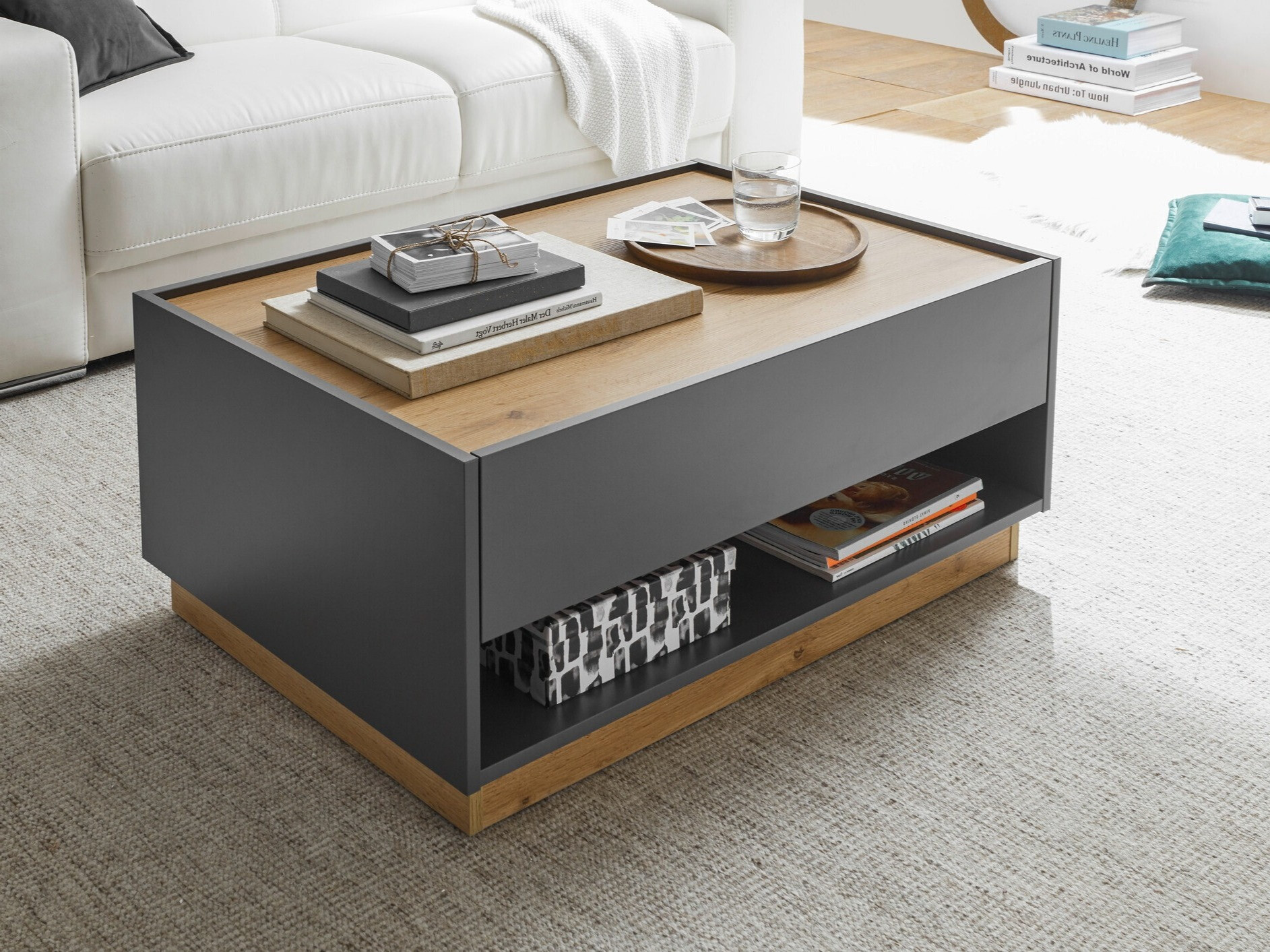 Mesa de centro Elbsori 123 (Antracita + Roble wotan)