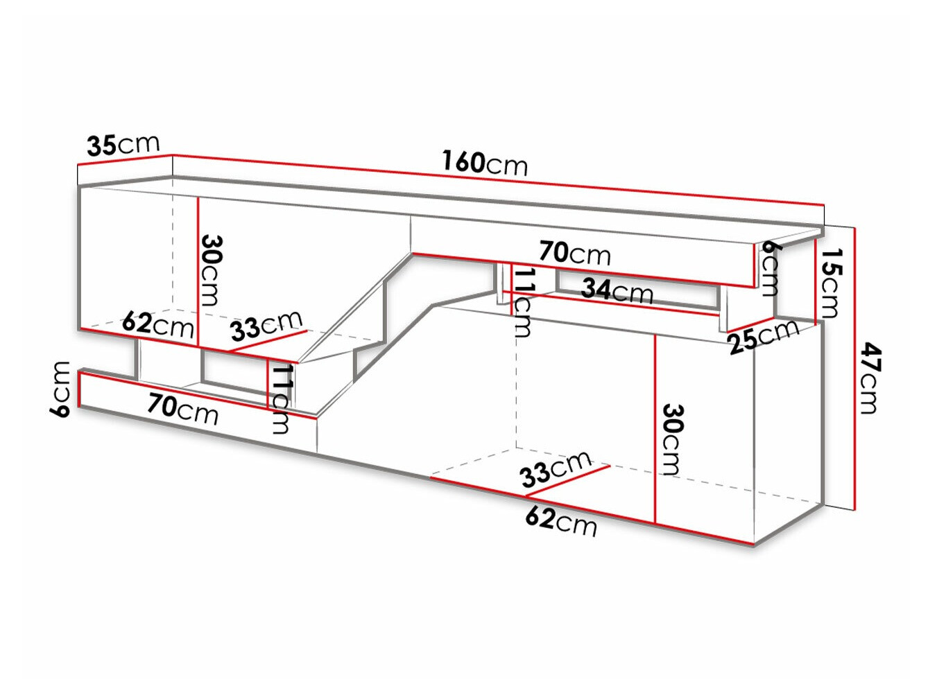 Mueble TV Comfivo Daldune (Antracita + Roble wotan)