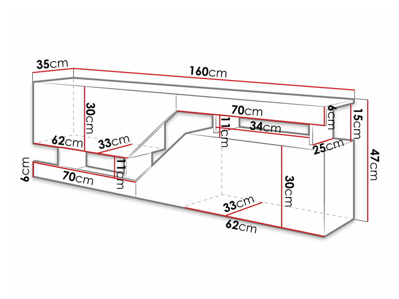 Mueble TV Comfivo Daldune (Blanco + Roble wotan)