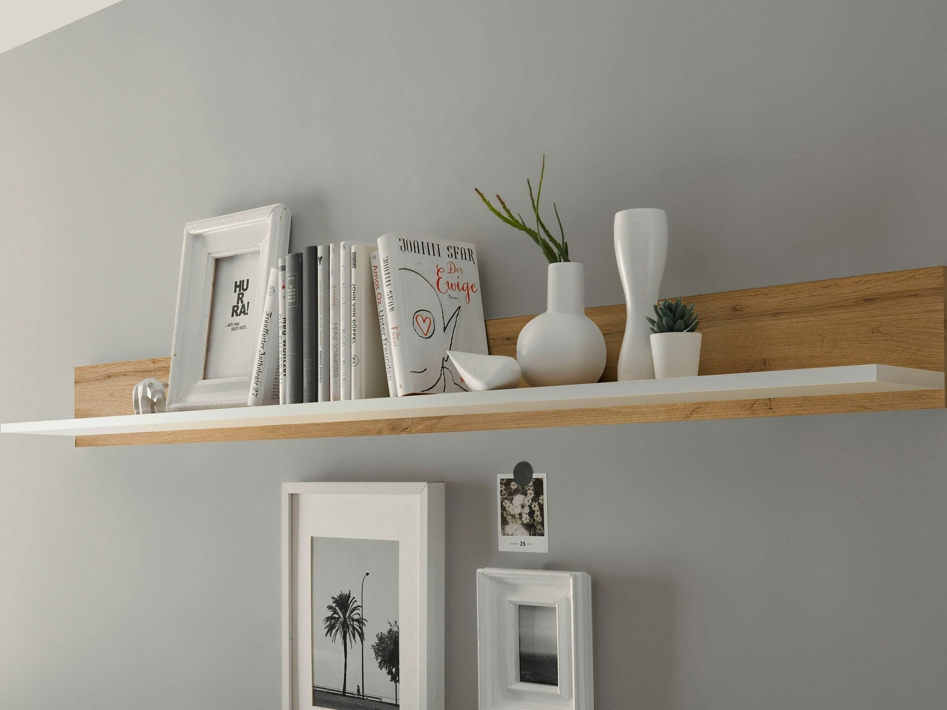 Estantería de pared Elbsori 126 (Roble wotan + Blanco)