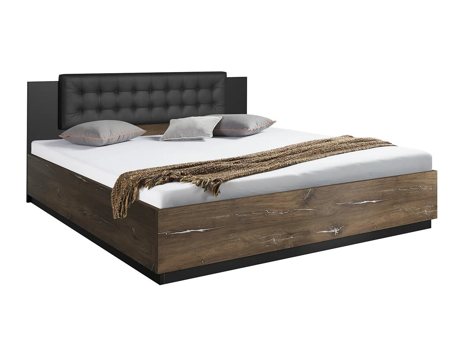 Cama Felelie 110 (Roble Flagstaf oscuro + Plata)