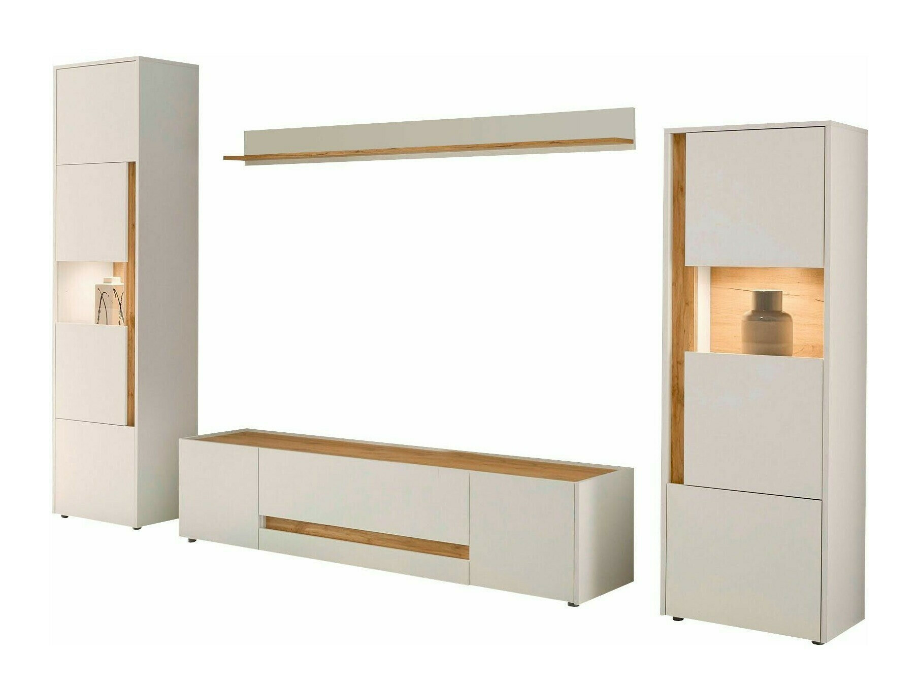 Conjunto de salón Elbsori 130 (Blanco + Roble wotan)