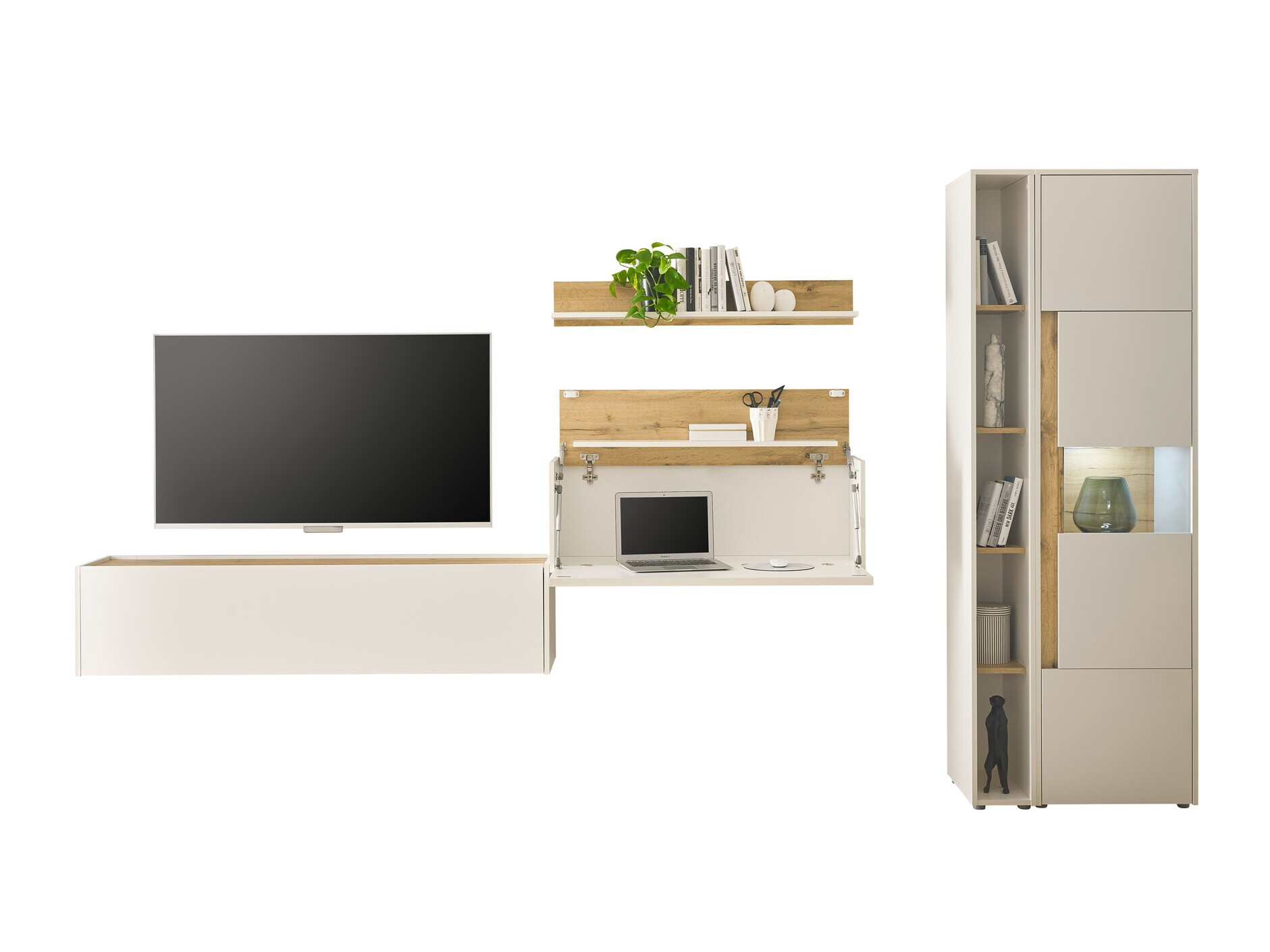 Conjunto de salón Elbsori 133 (Blanco + Roble wotan)