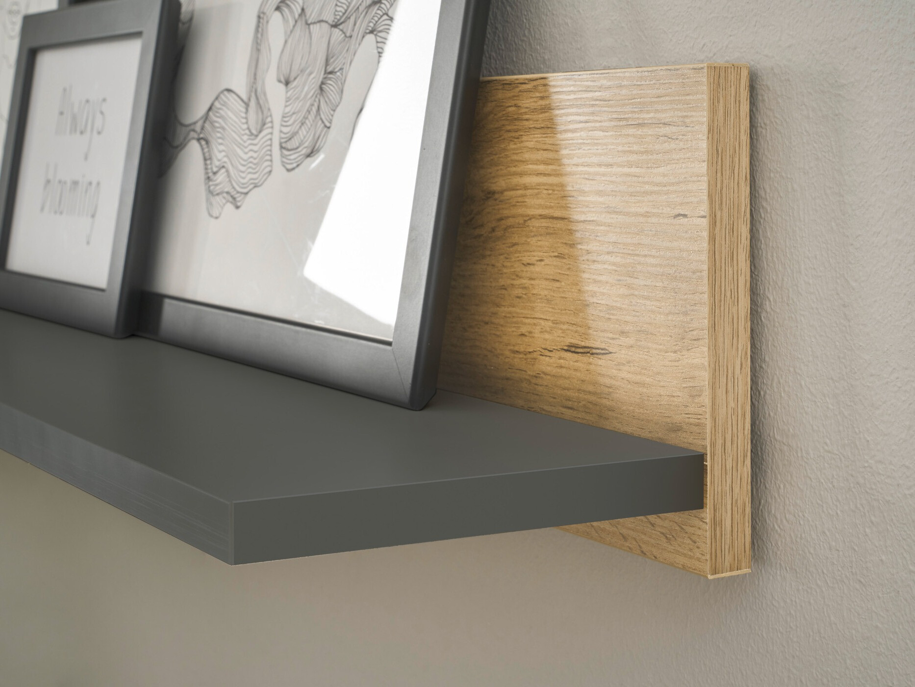 Estantería de pared Elbsori 134 (Antracita + Roble wotan)