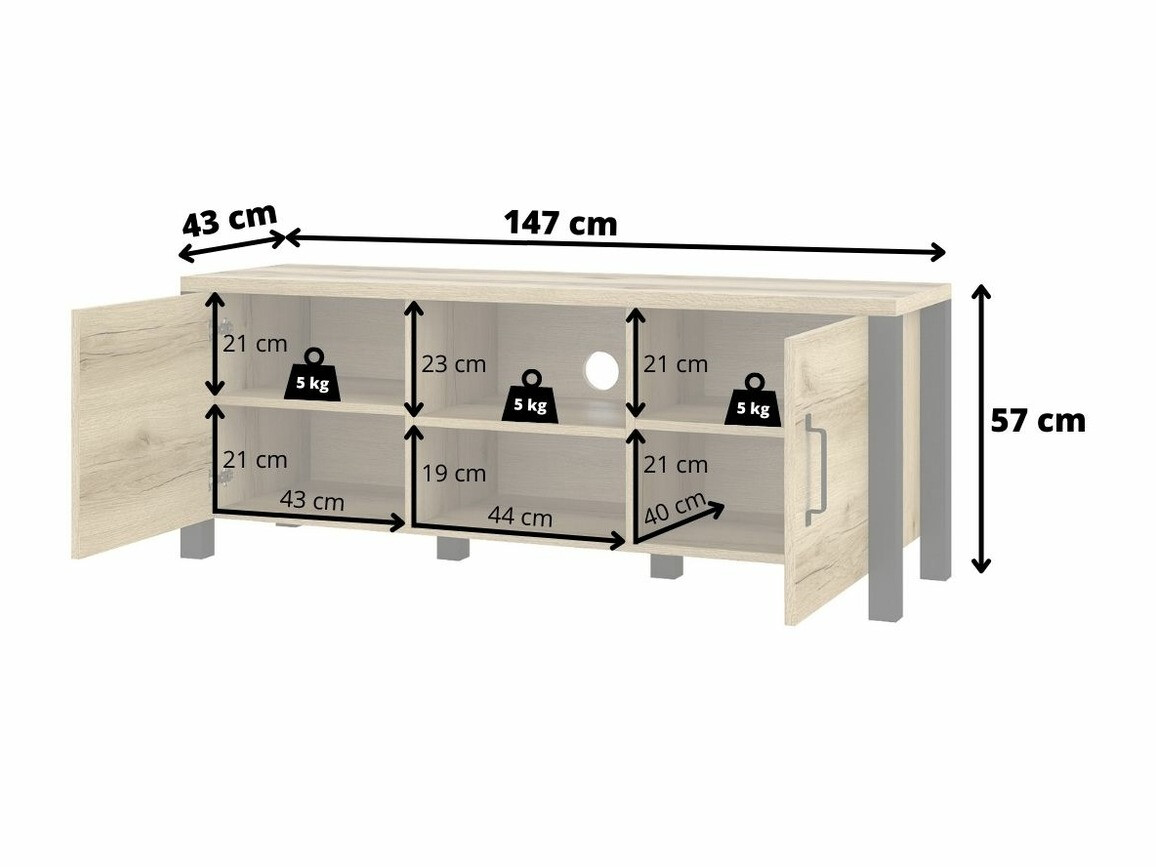 Mueble TV Tornua 104 (Abeto oscuro + Negro mate)