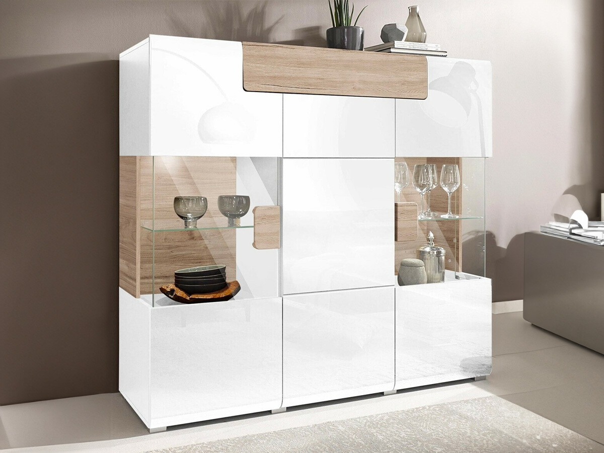 Aparador Torsone 100 (Blanco + Blanco brillante + Roble sanremo)