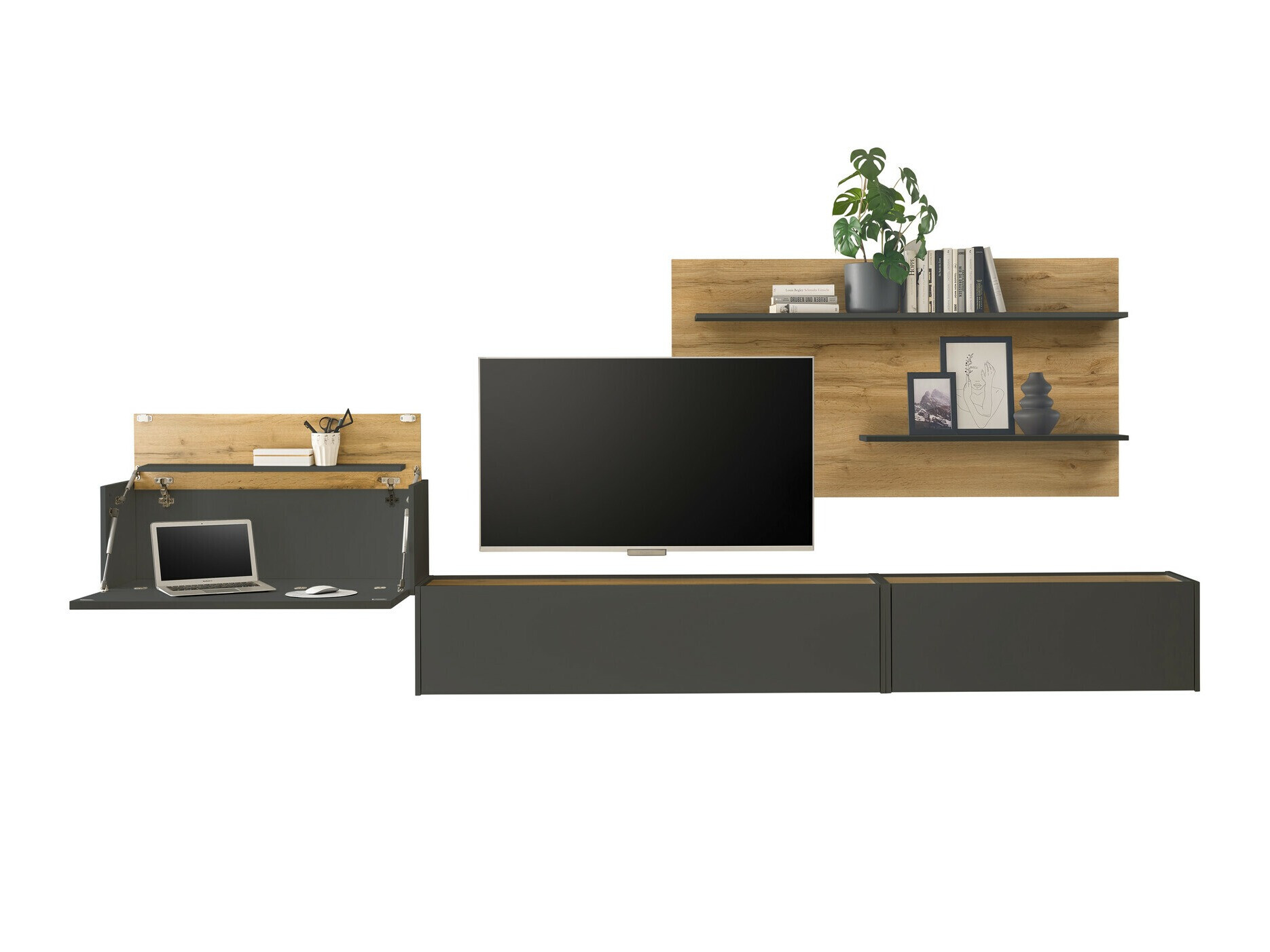 Conjunto de salón Elbsori 137 (Antracita + Roble wotan)