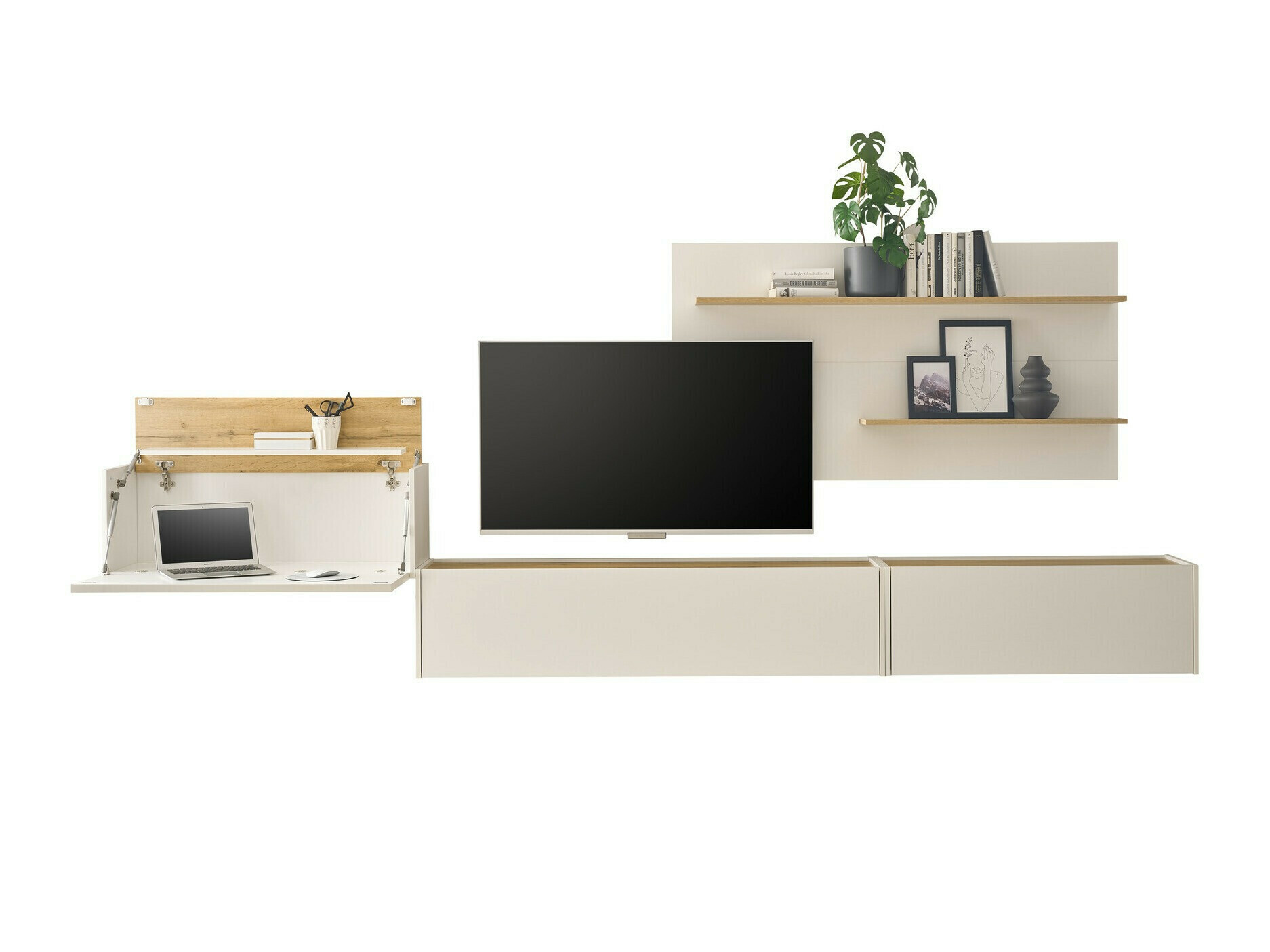 Conjunto de salón Elbsori 137 (Blanco + Roble wotan)