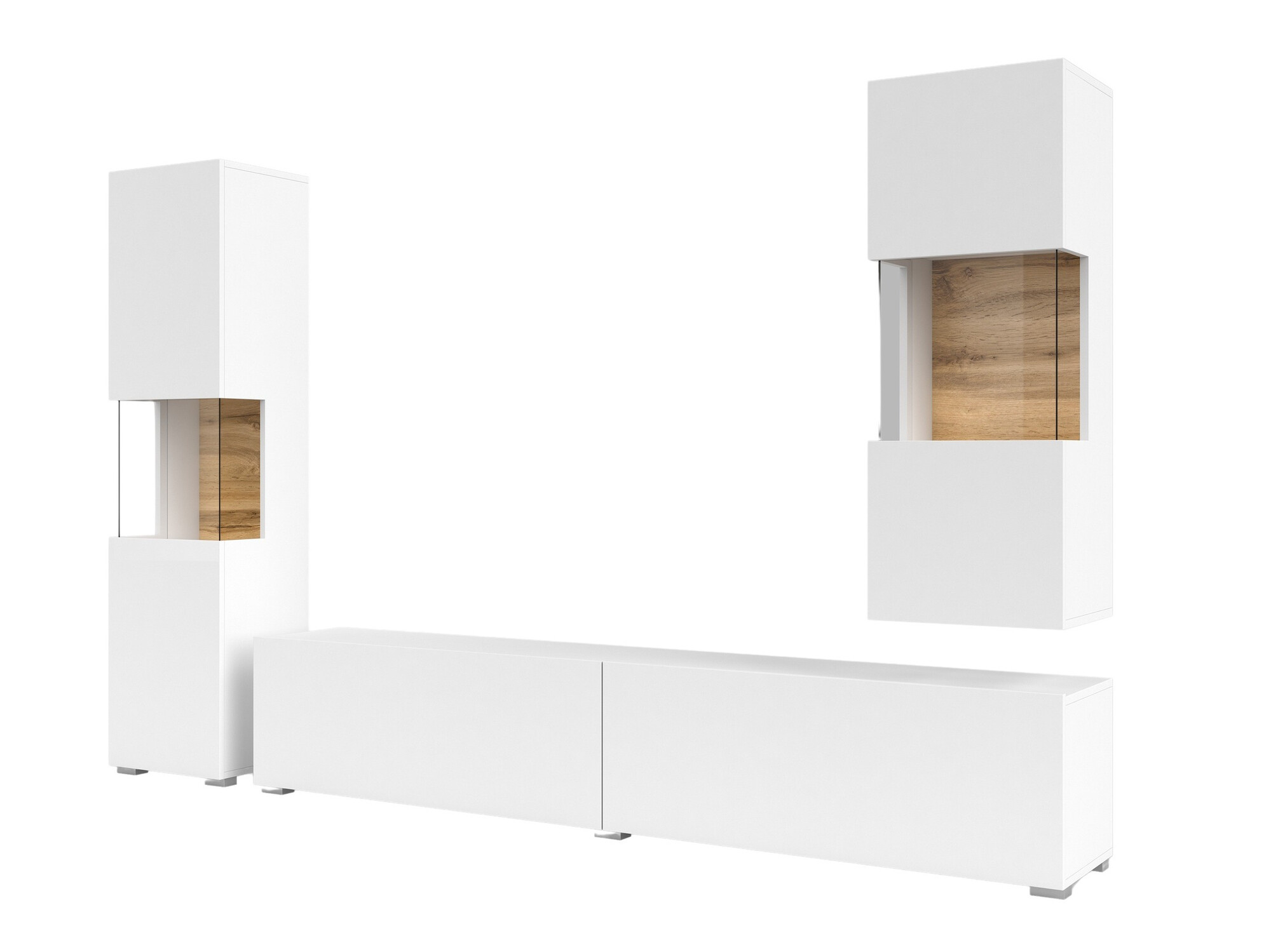 Conjunto de salón Revmiru 106 (Blanco + Roble wotan)