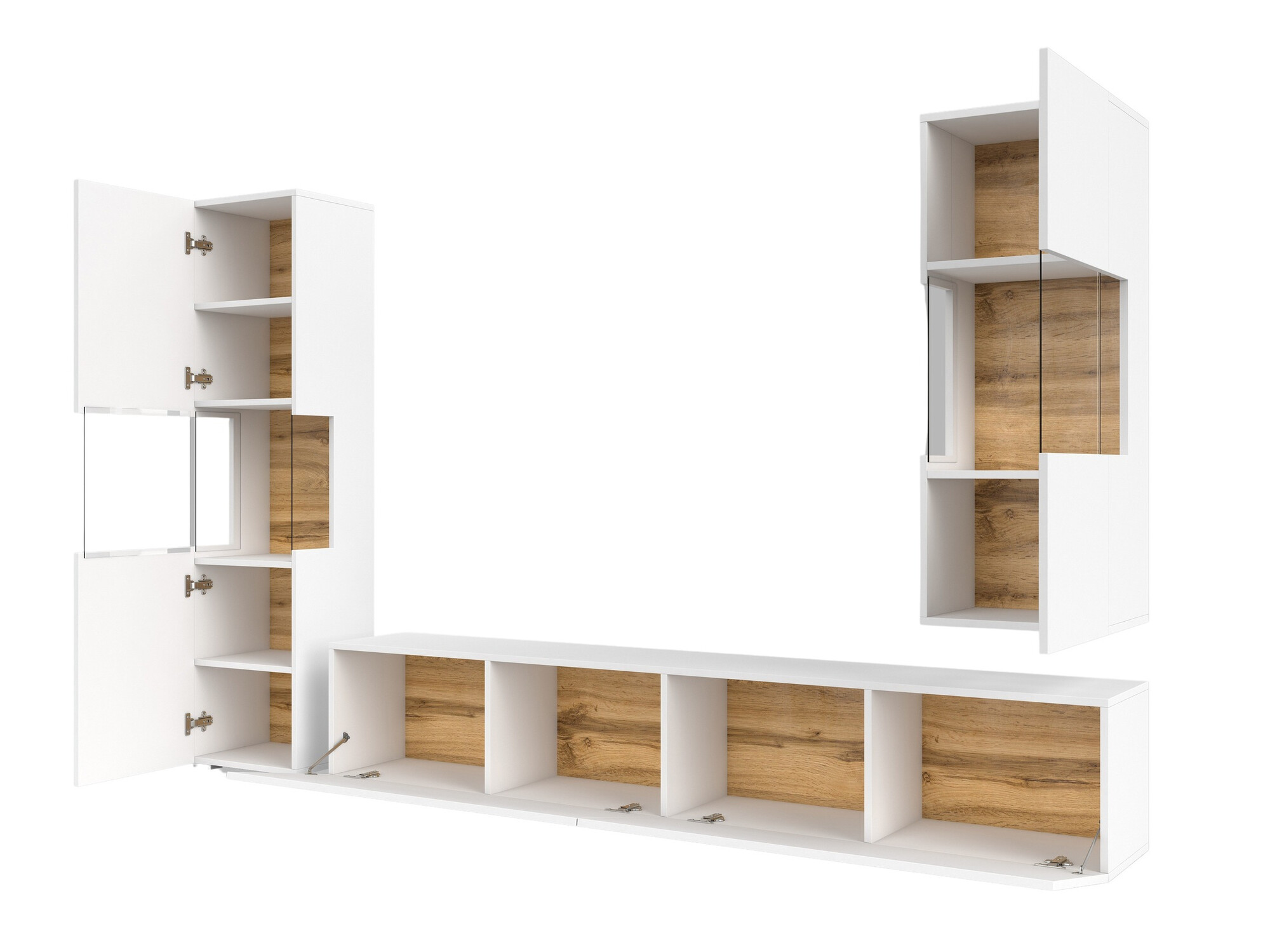 Conjunto de salón Revmiru 106 (Blanco + Roble wotan)