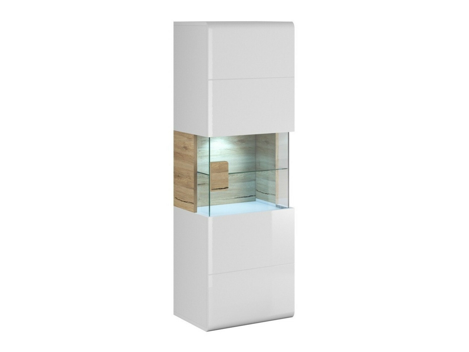 Estantería de pared Torsone 109 (Blanco + Blanco brillante + Roble sanremo)