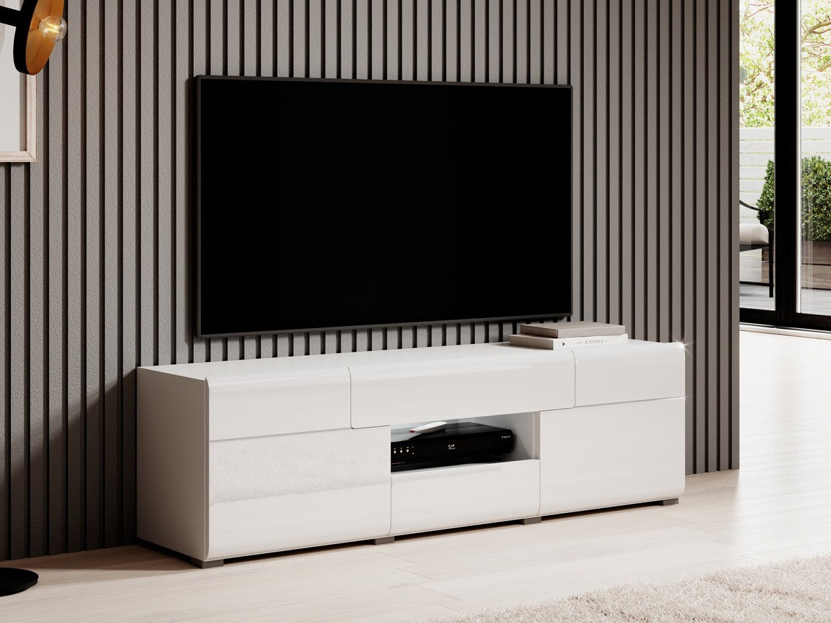 Mueble TV Torsone 101 (Blanco + Blanco brillante)