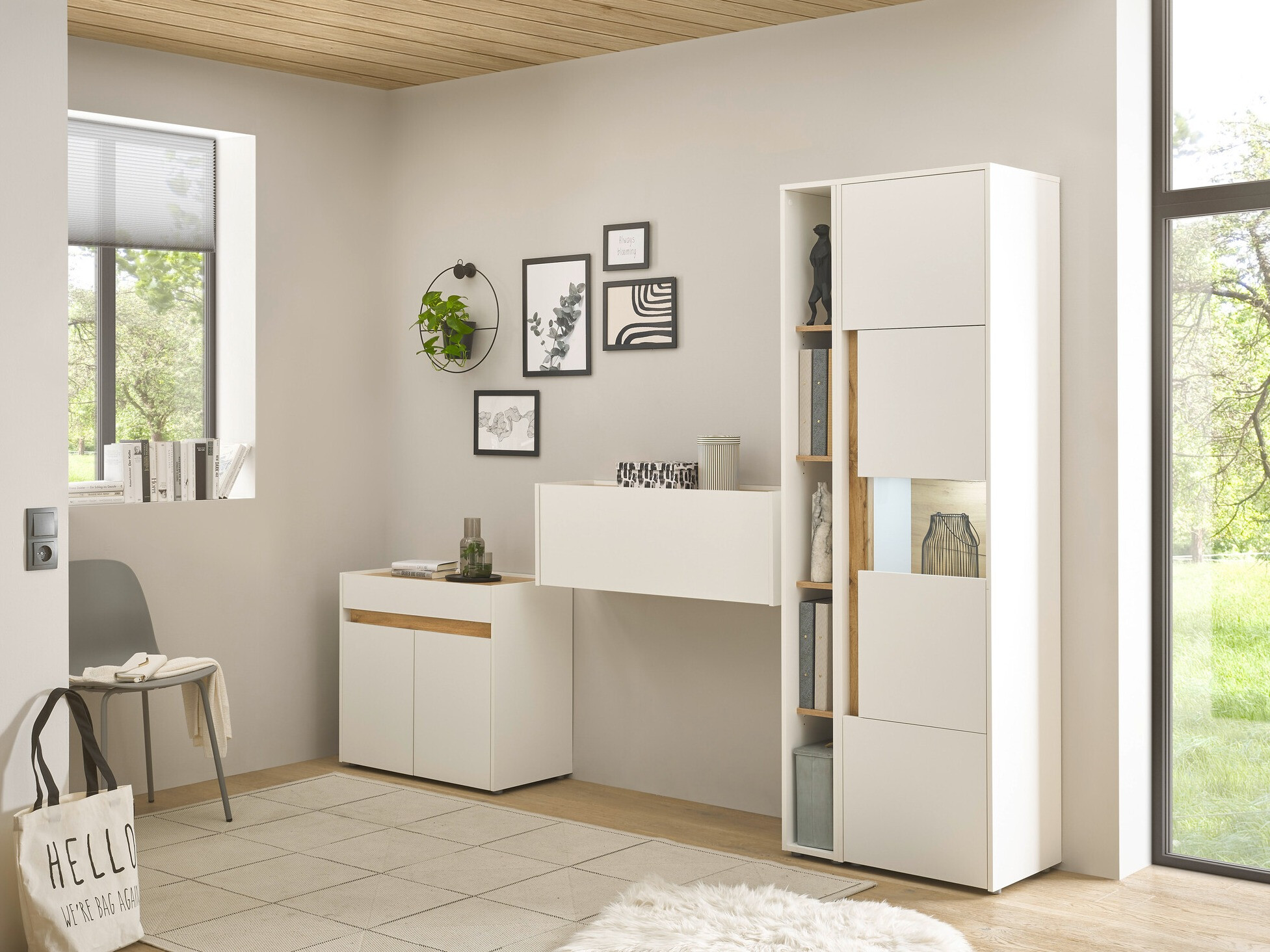 Conjuntos de muebles Elbsori 139 (Blanco + Roble wotan)