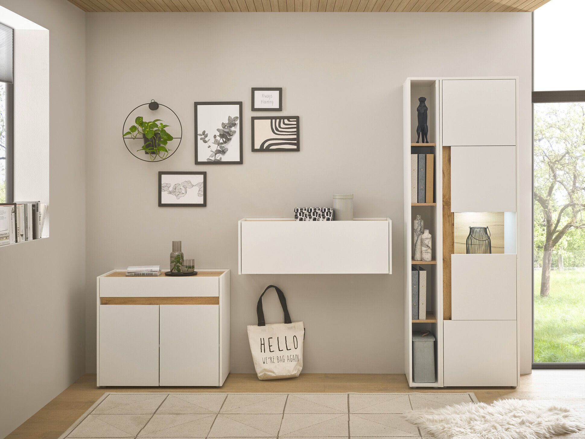 Conjuntos de muebles Elbsori 139 (Blanco + Roble wotan)