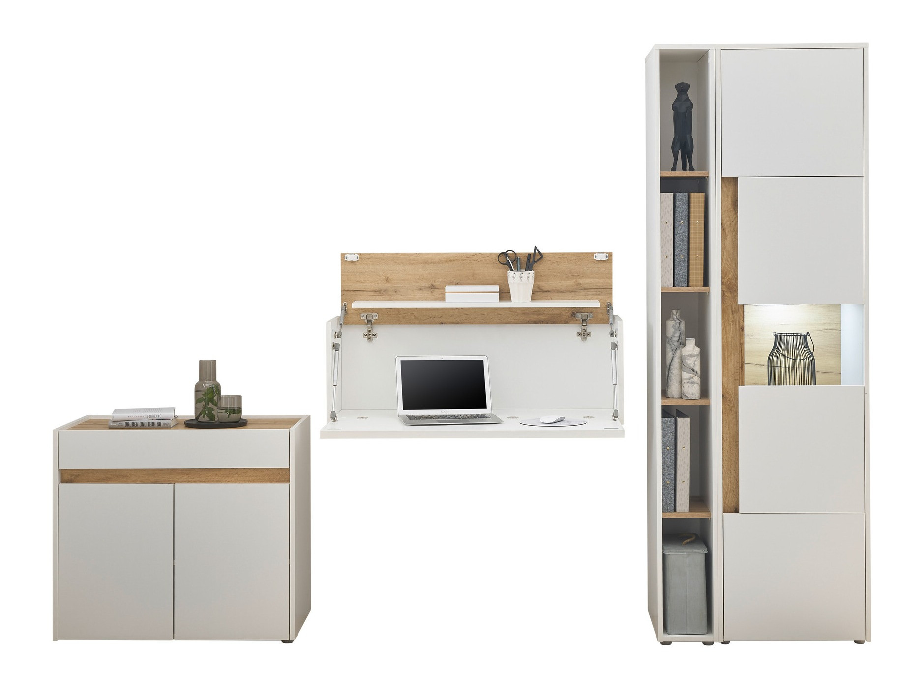 Conjuntos de muebles Elbsori 139 (Blanco + Roble wotan)