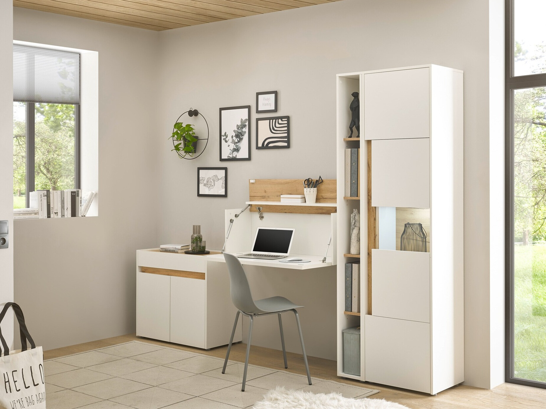 Conjuntos de muebles Elbsori 139 (Blanco + Roble wotan)