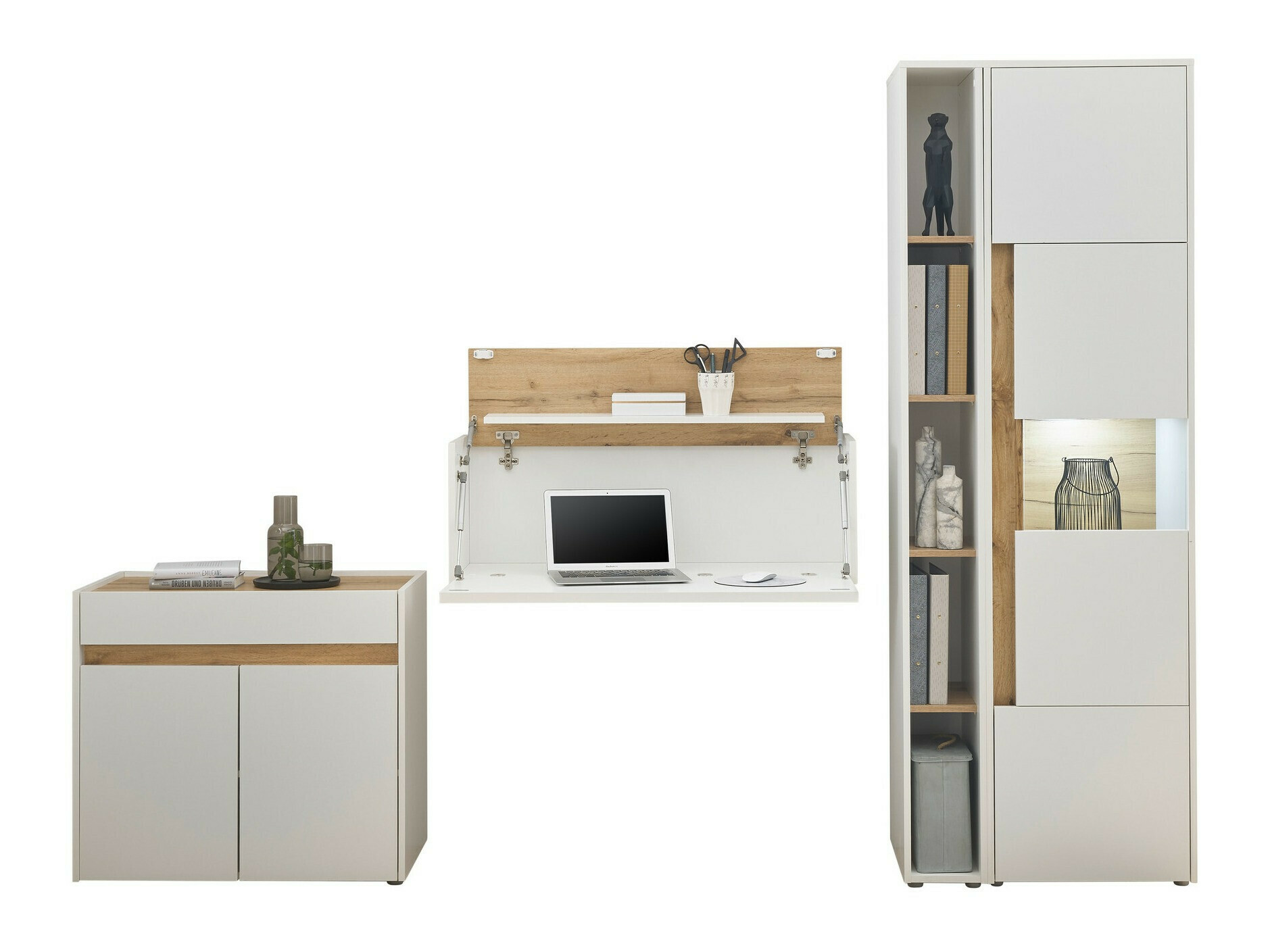 Conjuntos de muebles Elbsori 139 (Blanco + Roble wotan)
