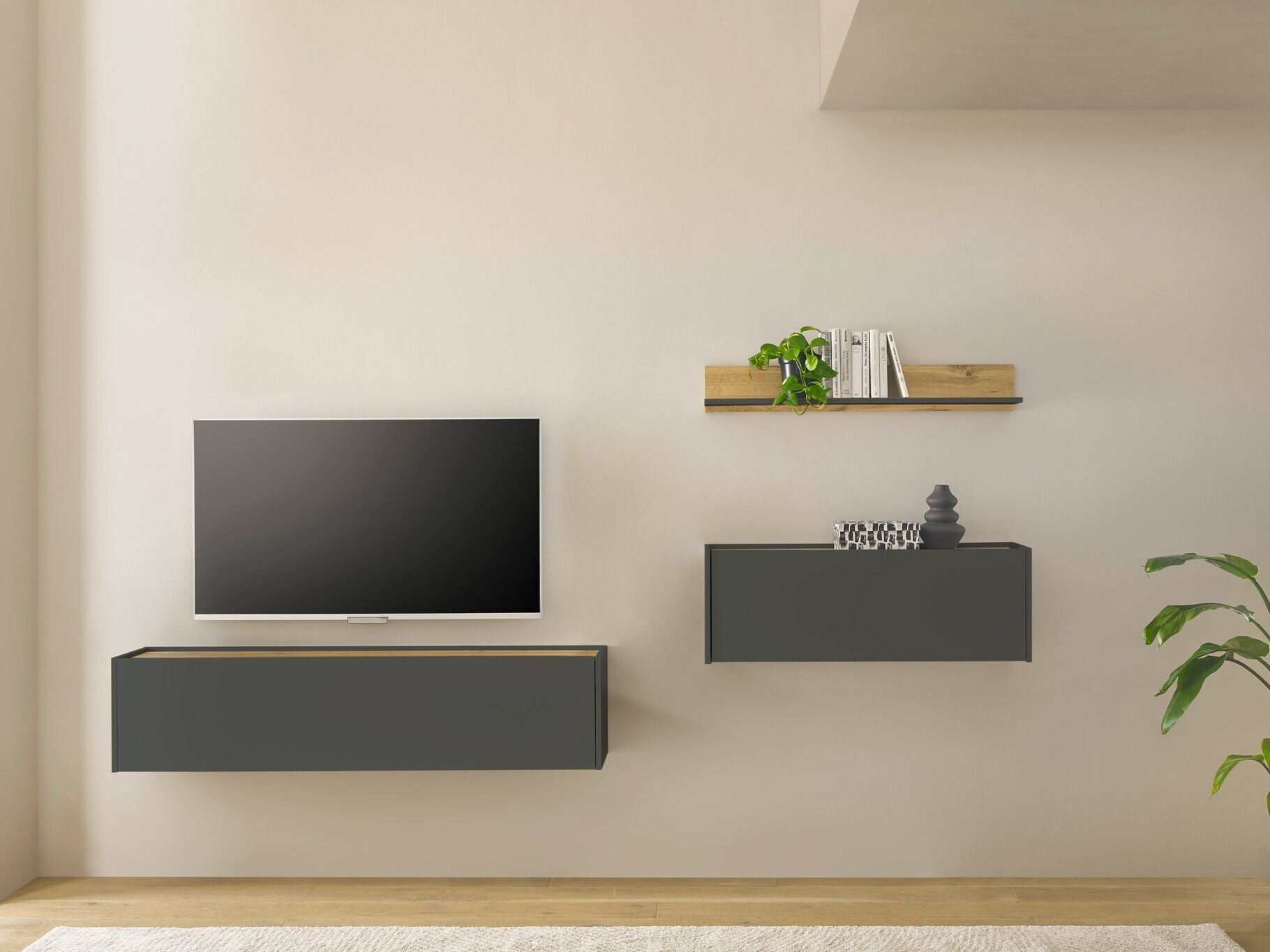 Conjunto de salón Elbsori 143 (Antracita + Roble wotan)