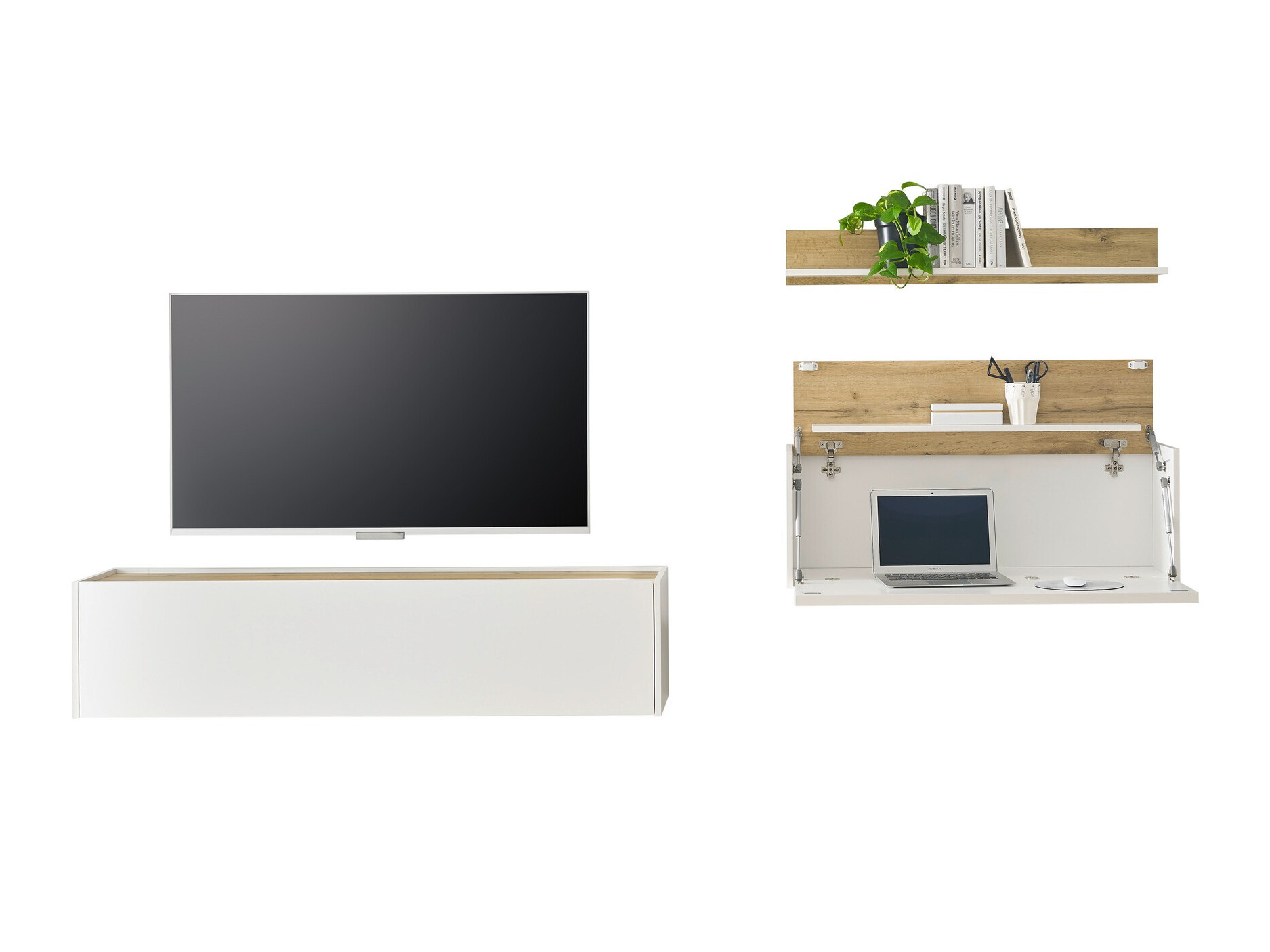 Conjunto de salón Elbsori 143 (Blanco + Roble wotan)