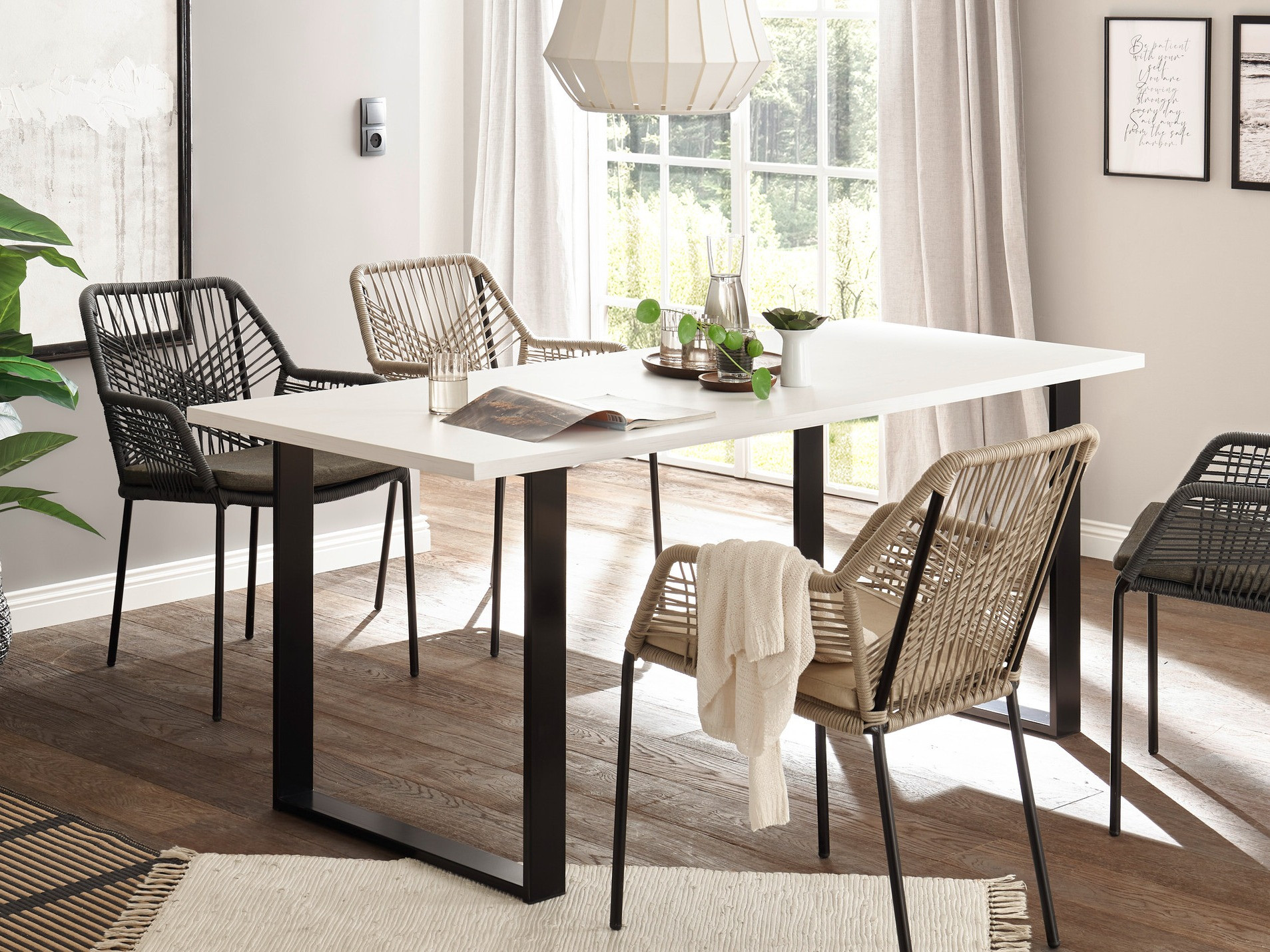 Mesa Cirtale 100 (Pino blanqueado + Antracita)