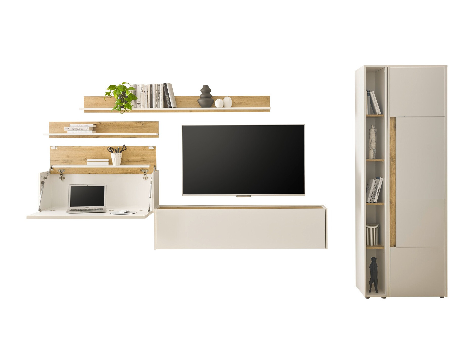 Conjunto de salón Elbsori 145 (Blanco + Roble wotan)