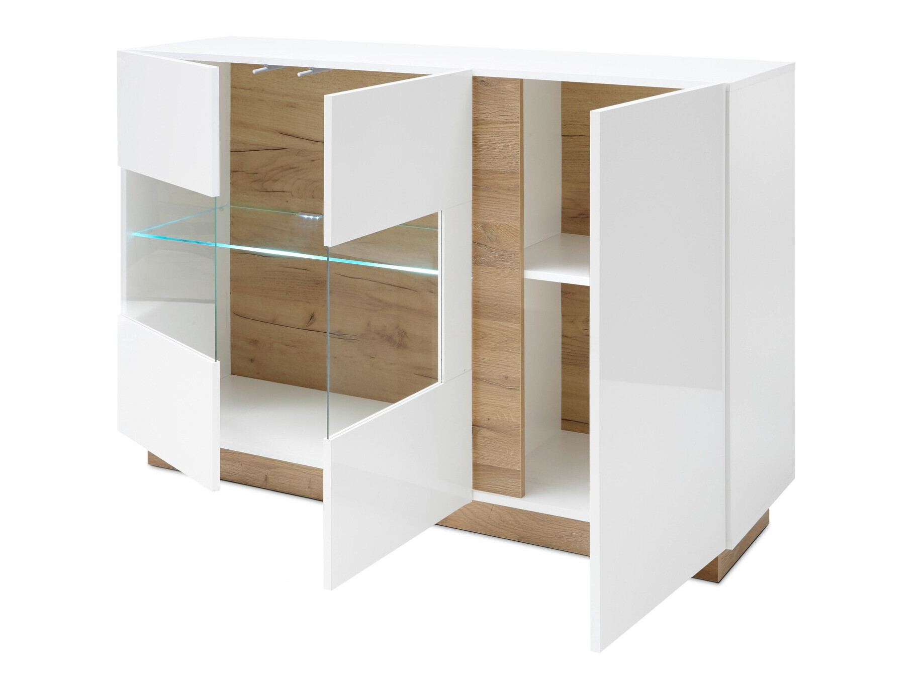 Aparador Veropho 104 (Blanco brillante + Roble nieto)