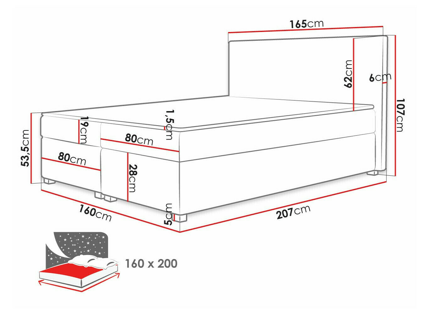 Cama continental Memphis 137 (Poso 14)