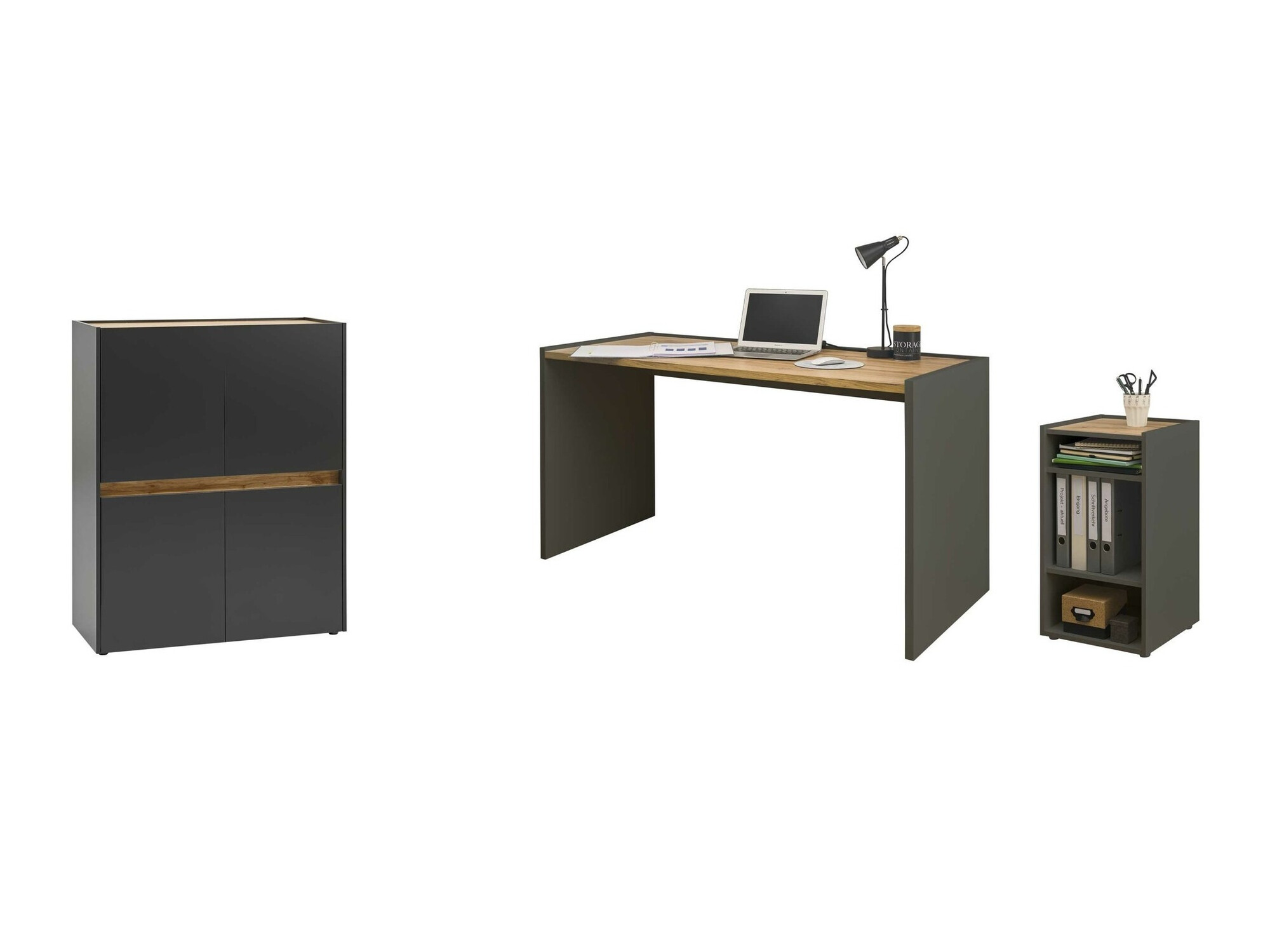 Conjunto para oficina en casa Elbsori 150 (Antracita + Roble wotan)